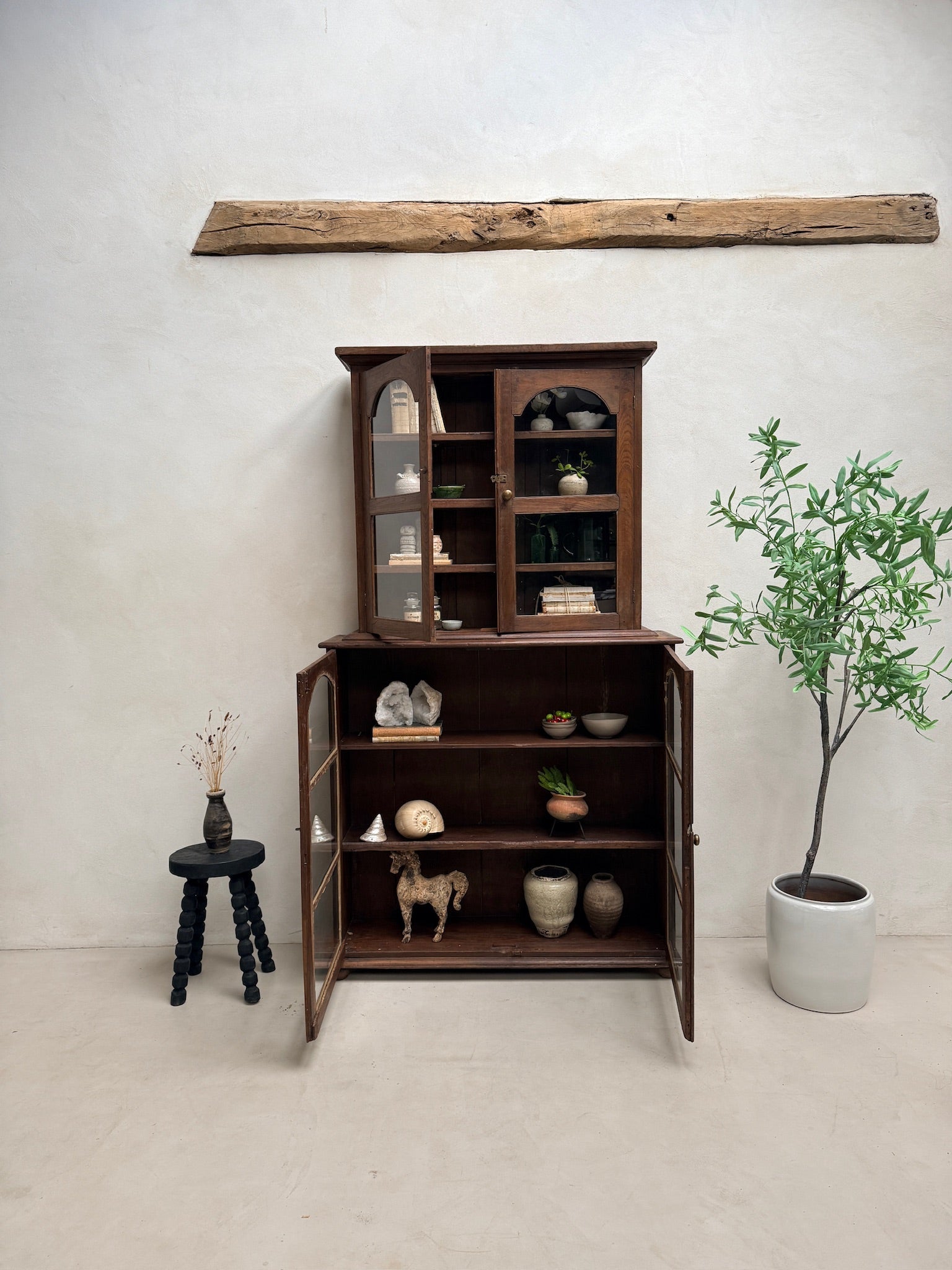 Antique Glazed Wooden Display Cabinet | Charles