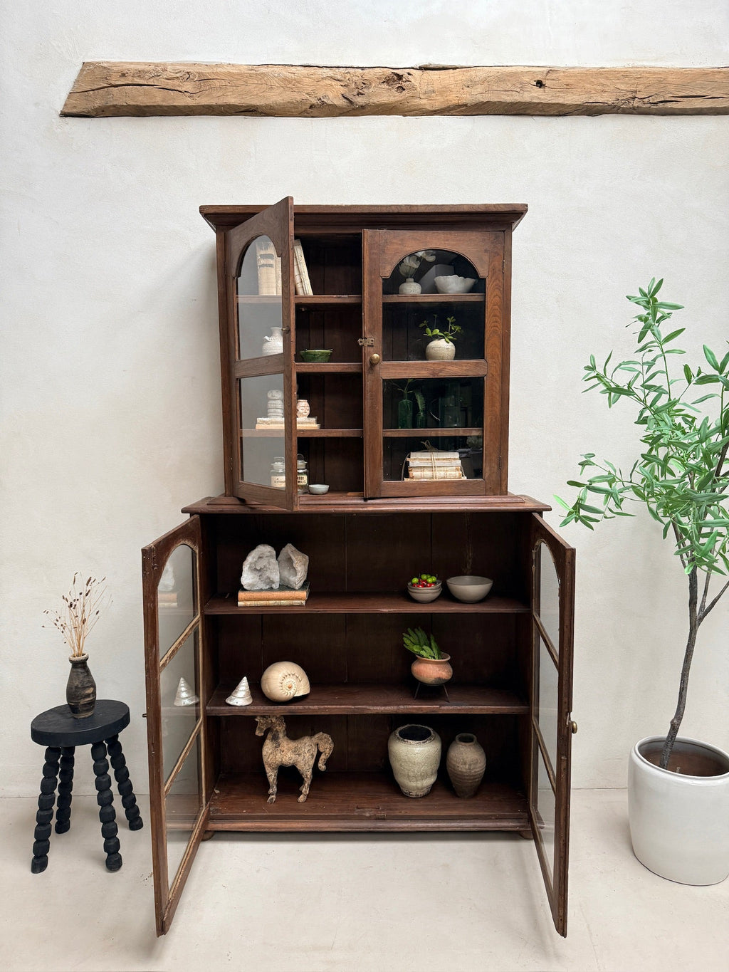 Antique Glazed Wooden Display Cabinet | Charles