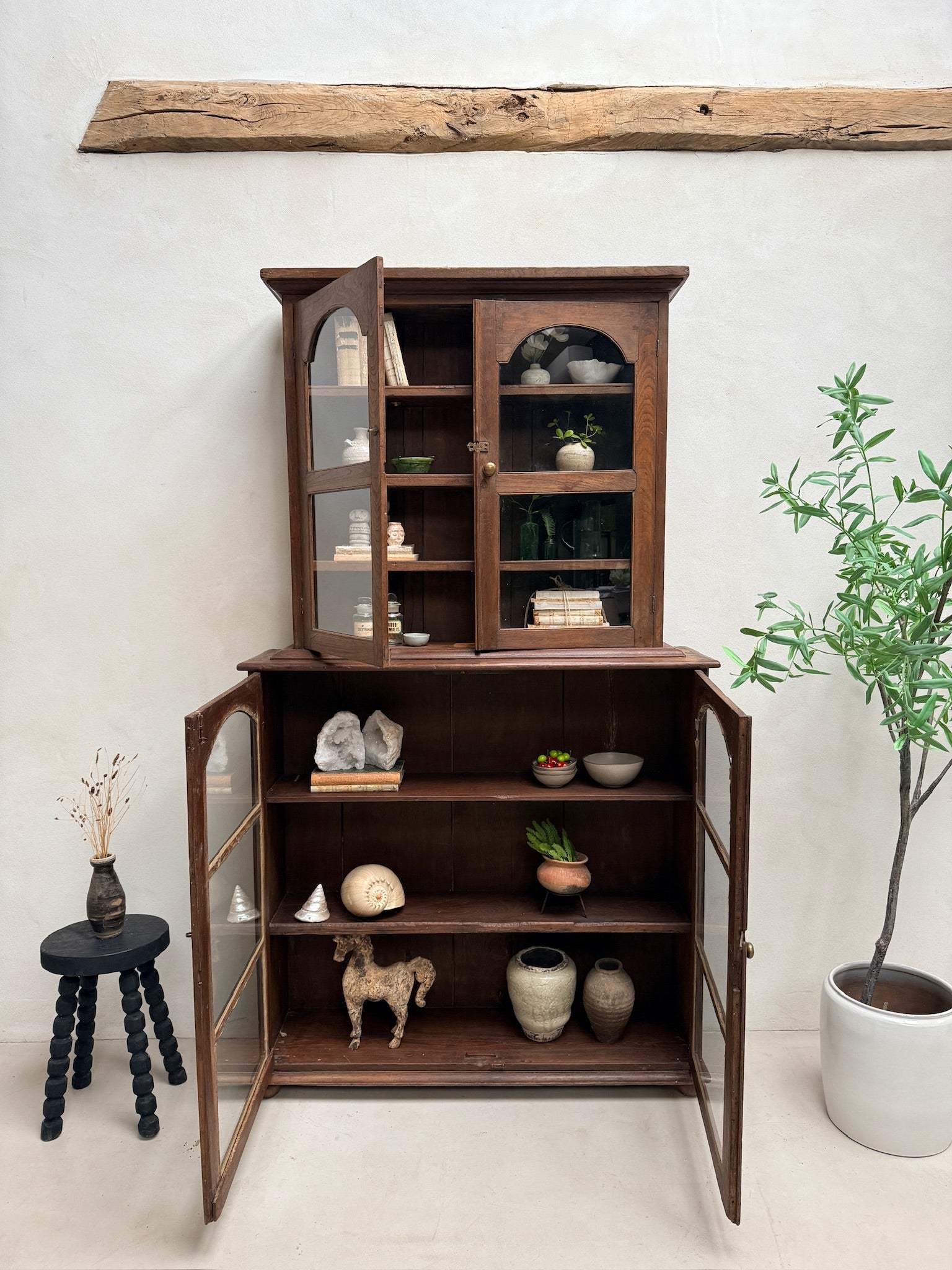 Antique Glazed Wooden Display Cabinet | Charles