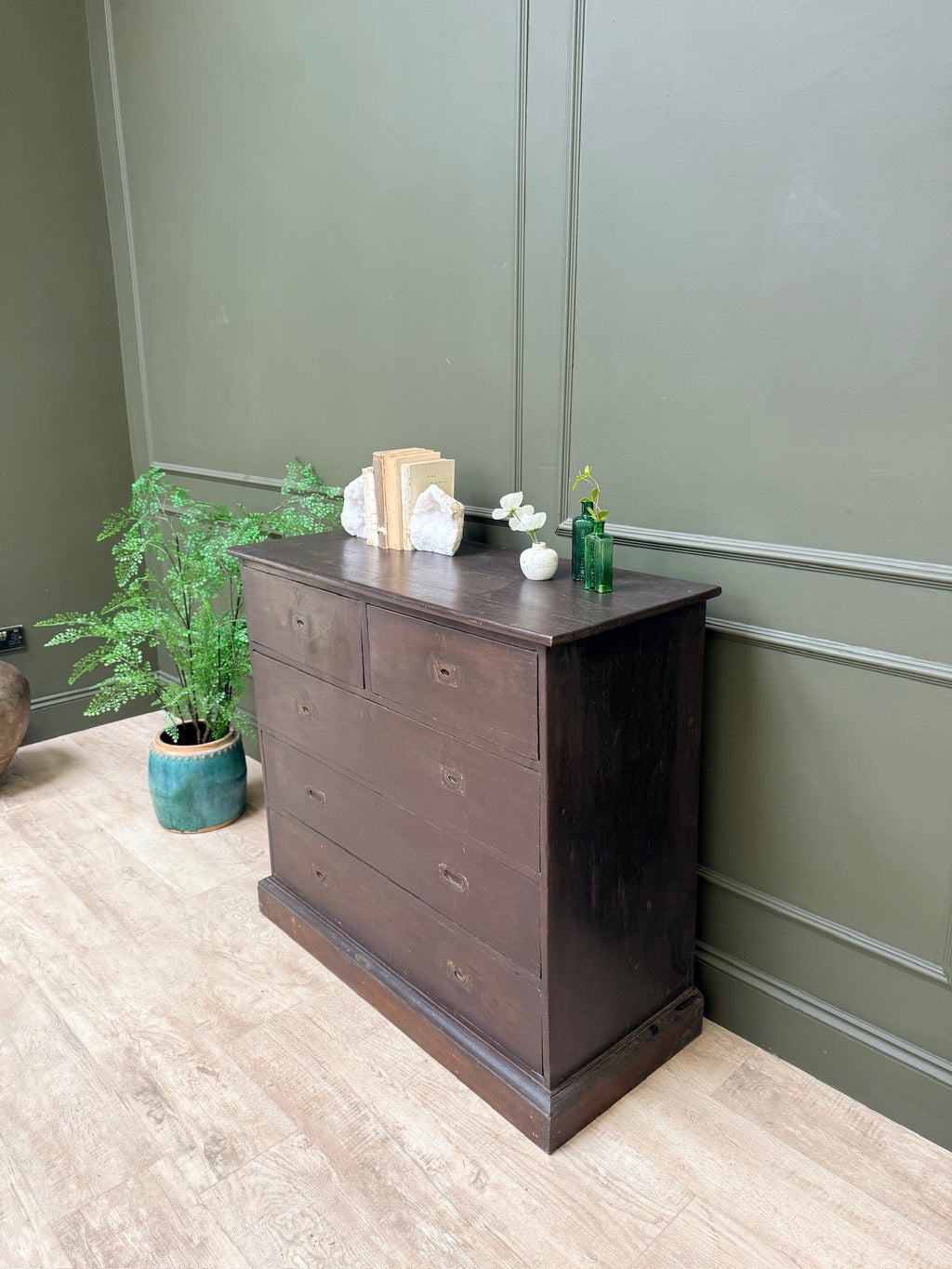 Antique wooden campaign style drawers | Giles