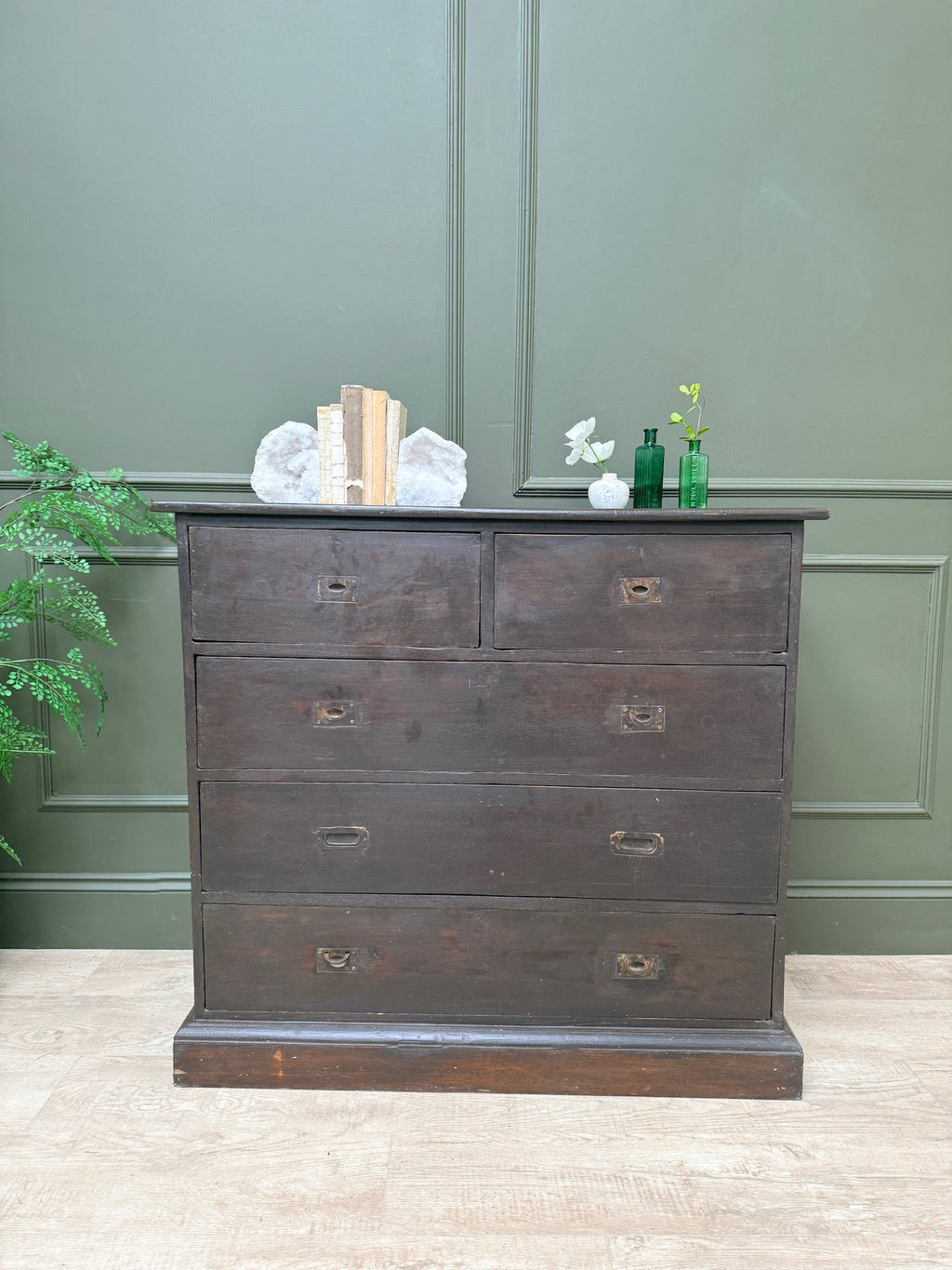 Antique wooden campaign style drawers | Giles