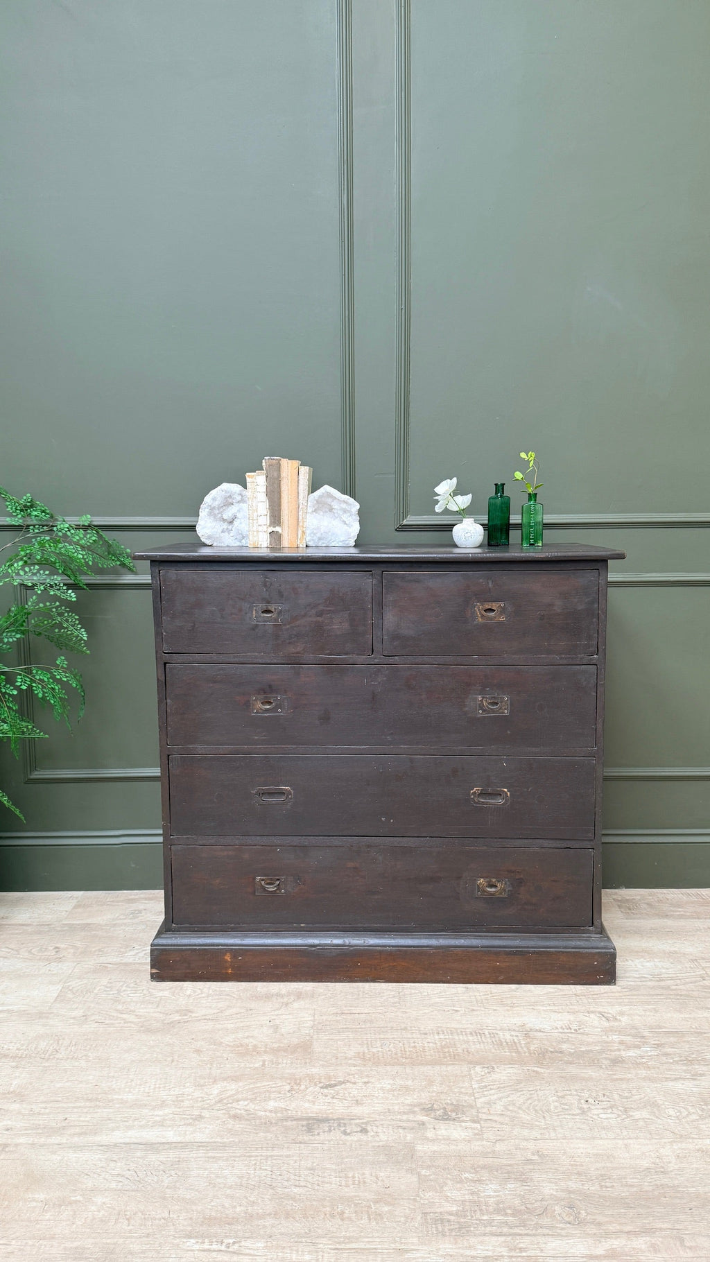 Antique wooden campaign style drawers | Giles