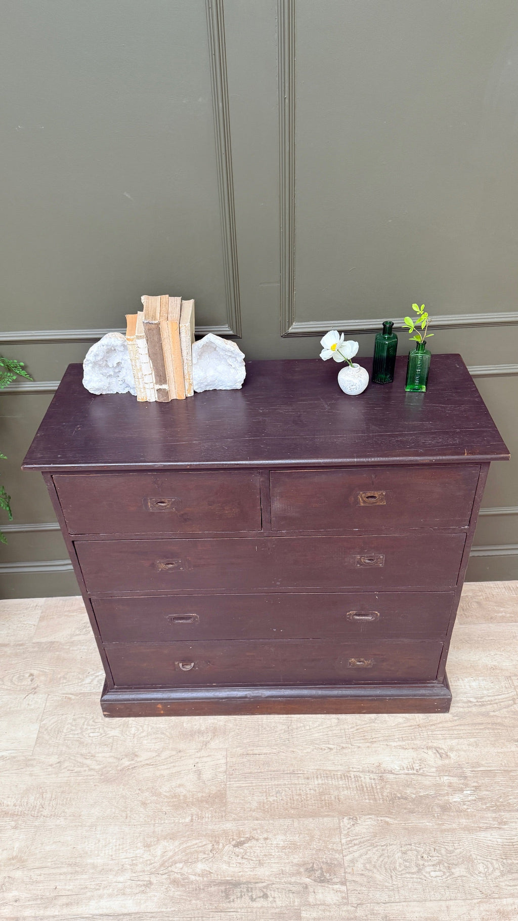 Antique wooden campaign style drawers | Giles