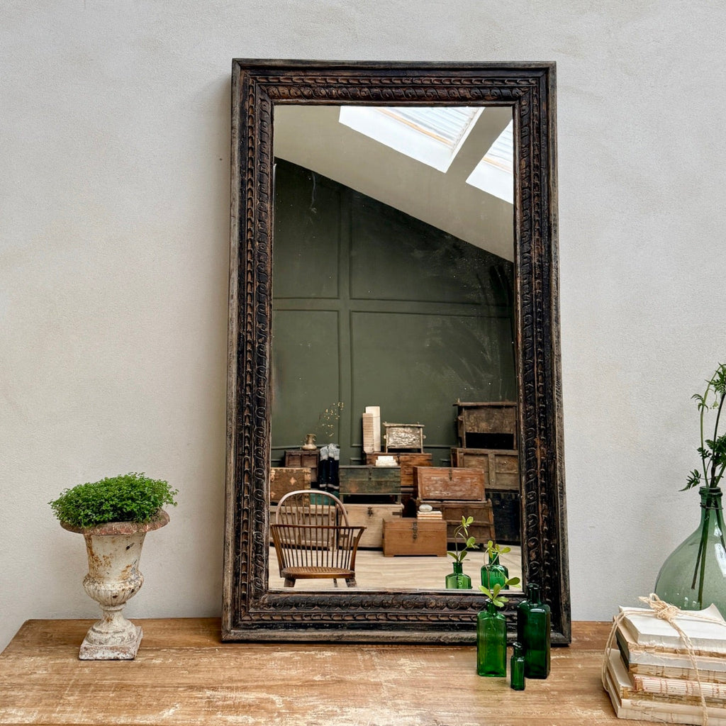 Antique Hand-Carved Wooden Wall Mirror | Ada