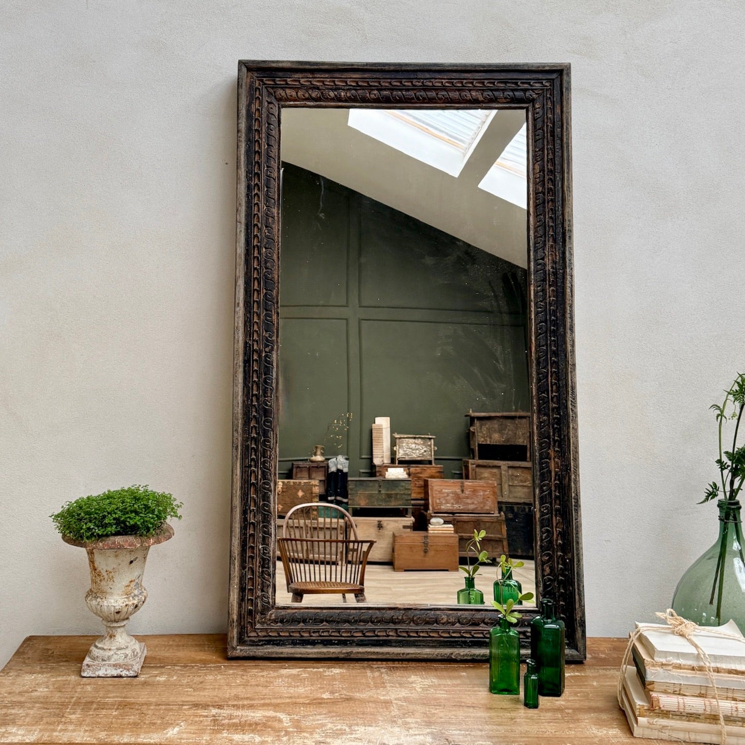 Antique Hand-Carved Wooden Wall Mirror | Ada