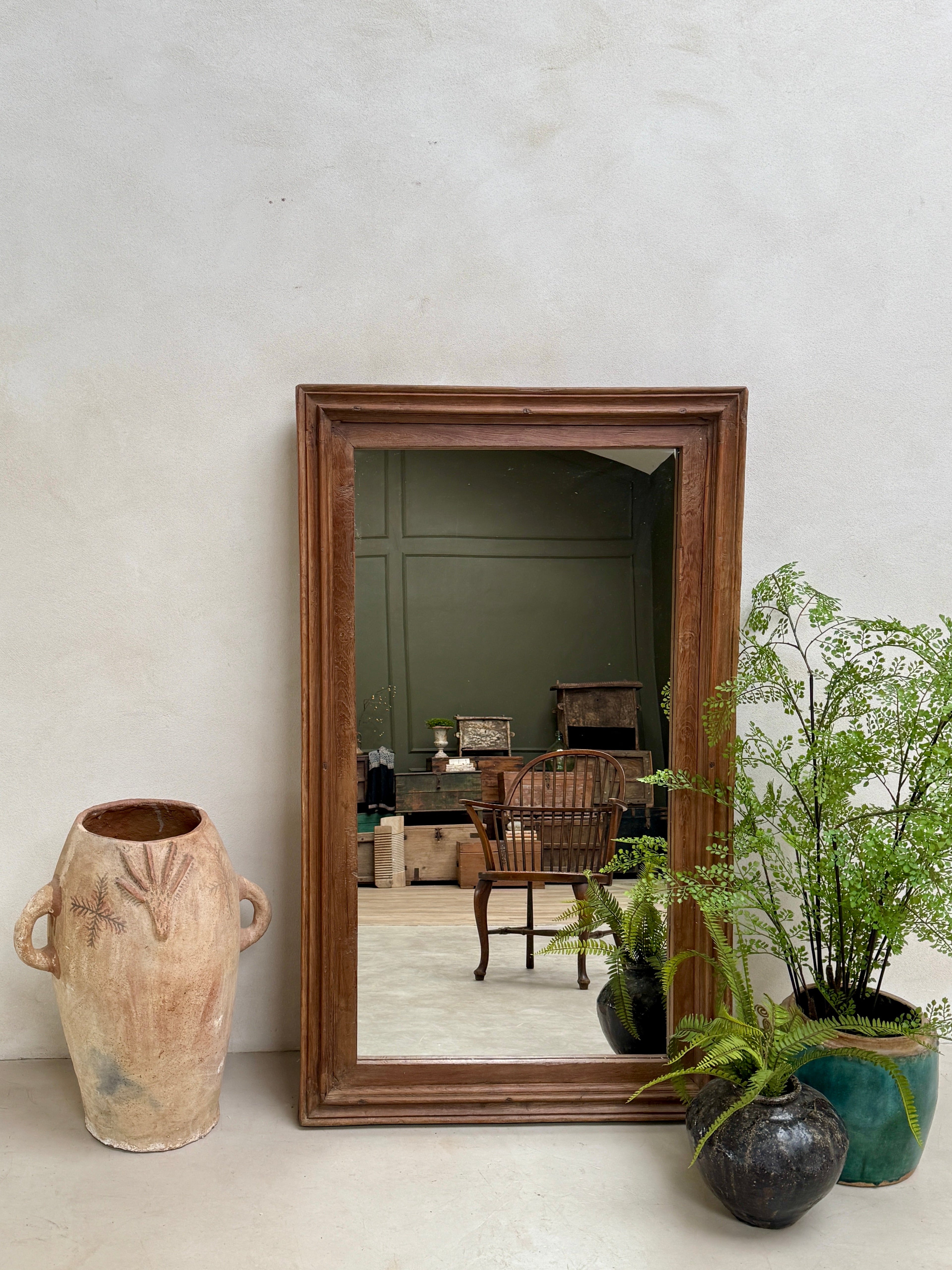 Antique Rustic Wooden Wall Mirror | Priya