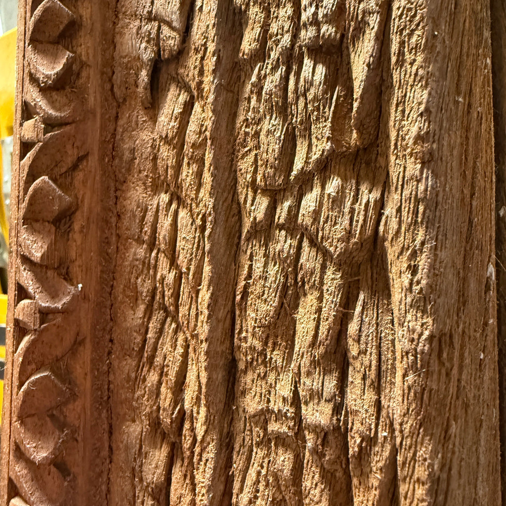 Antique Rustic Hand-Carved Wooden Full Length Mirror
