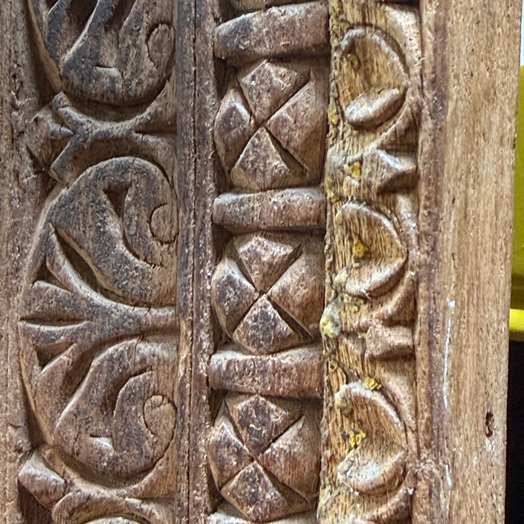 Antique Rustic Hand-Carved Wooden Full Length Mirror