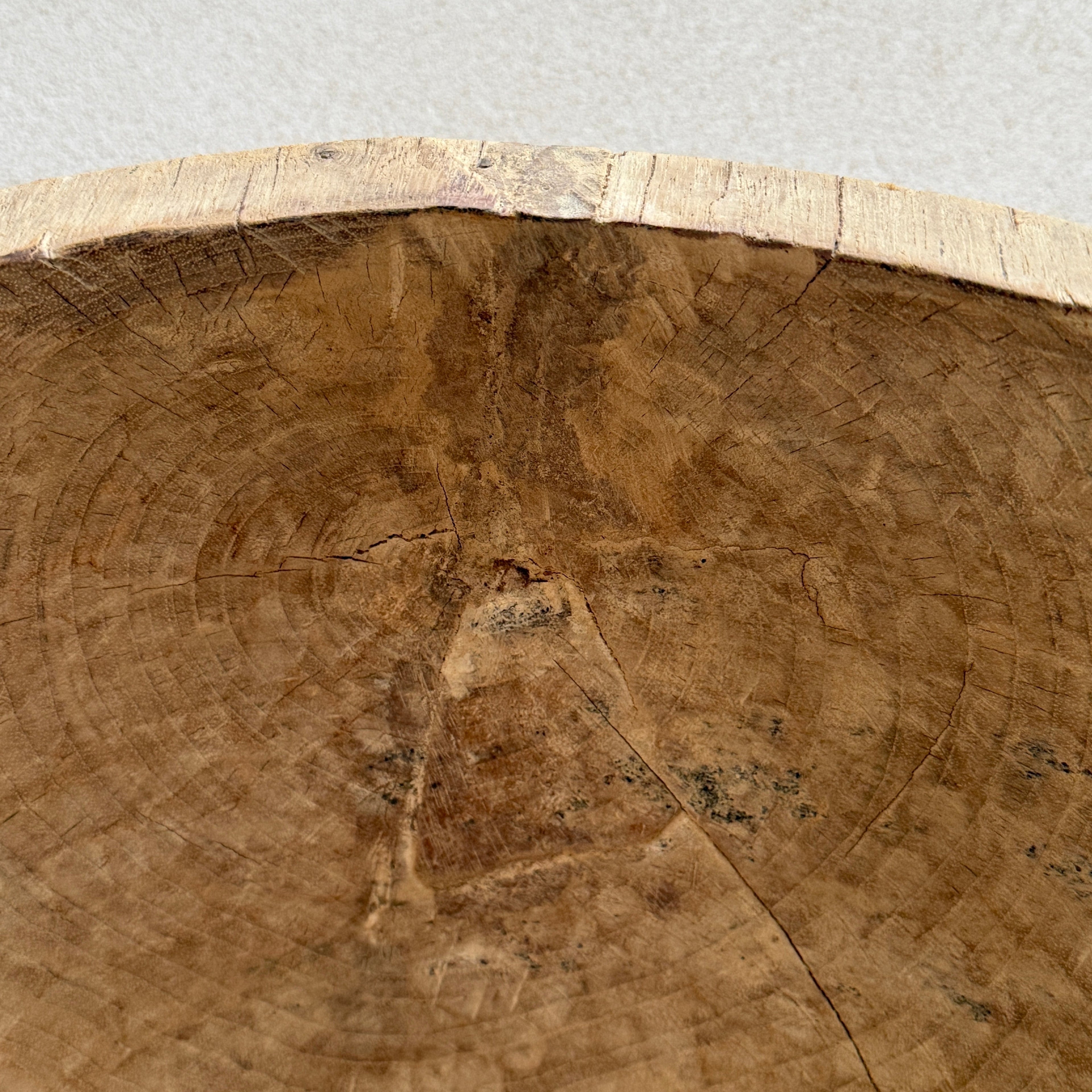 Vintage hand carved wooden dough bowl