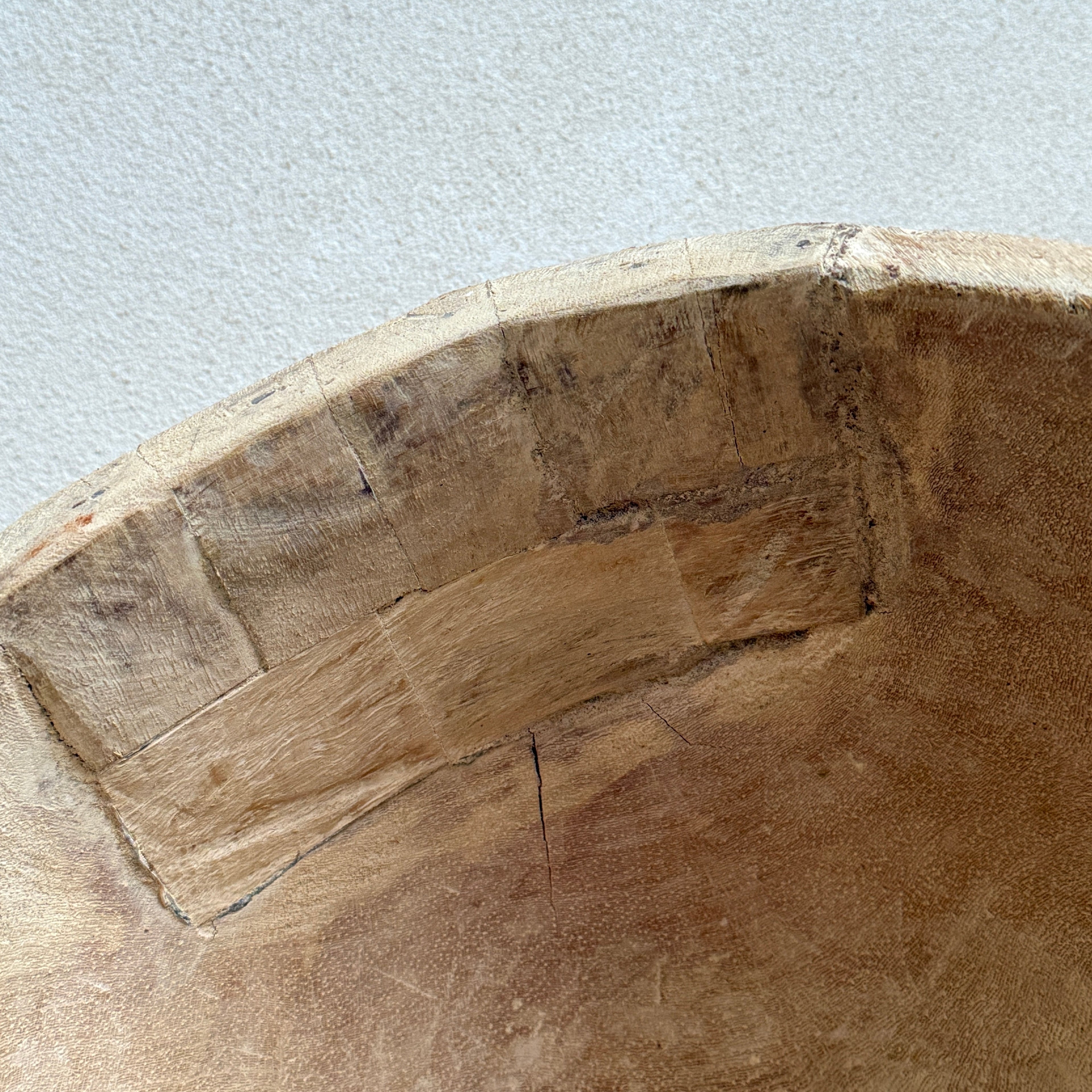 Vintage hand carved wooden dough bowl