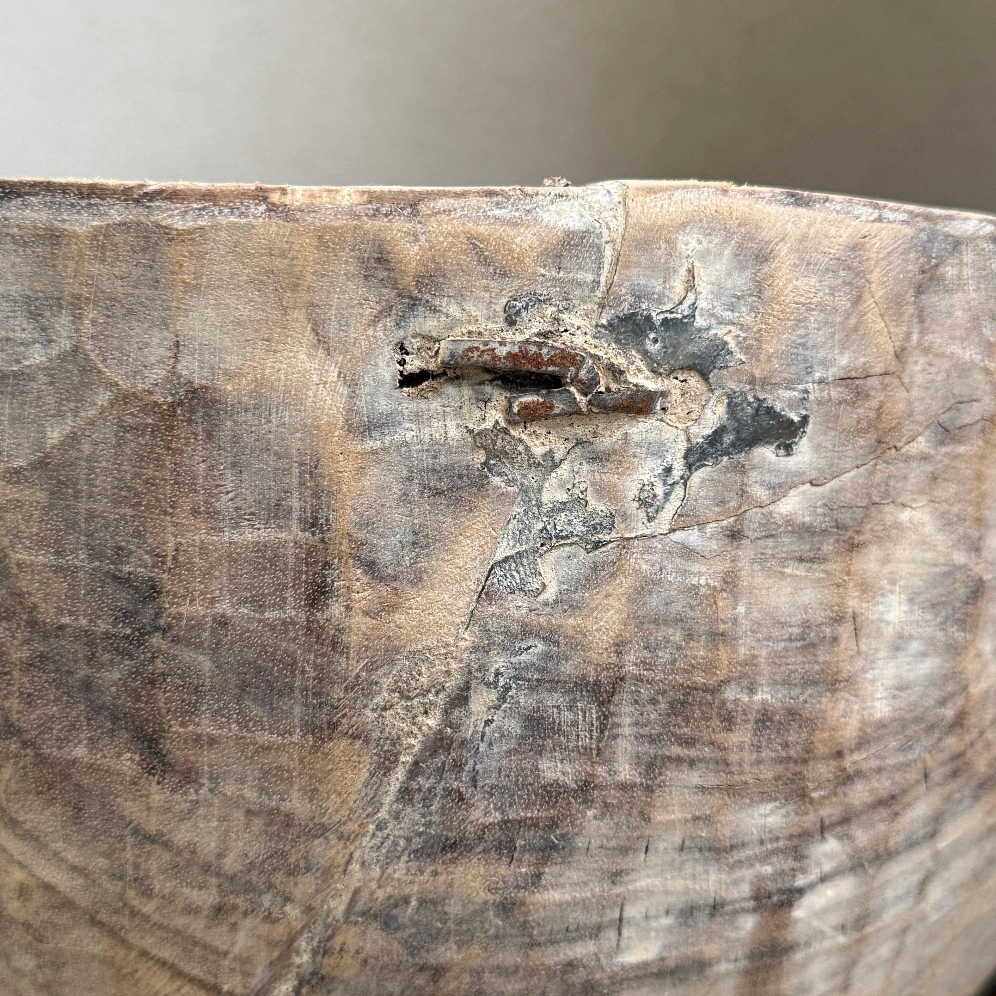 Vintage hand carved wooden dough bowl