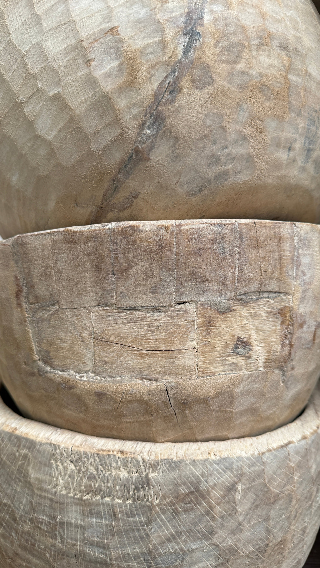 Vintage hand carved wooden dough bowl