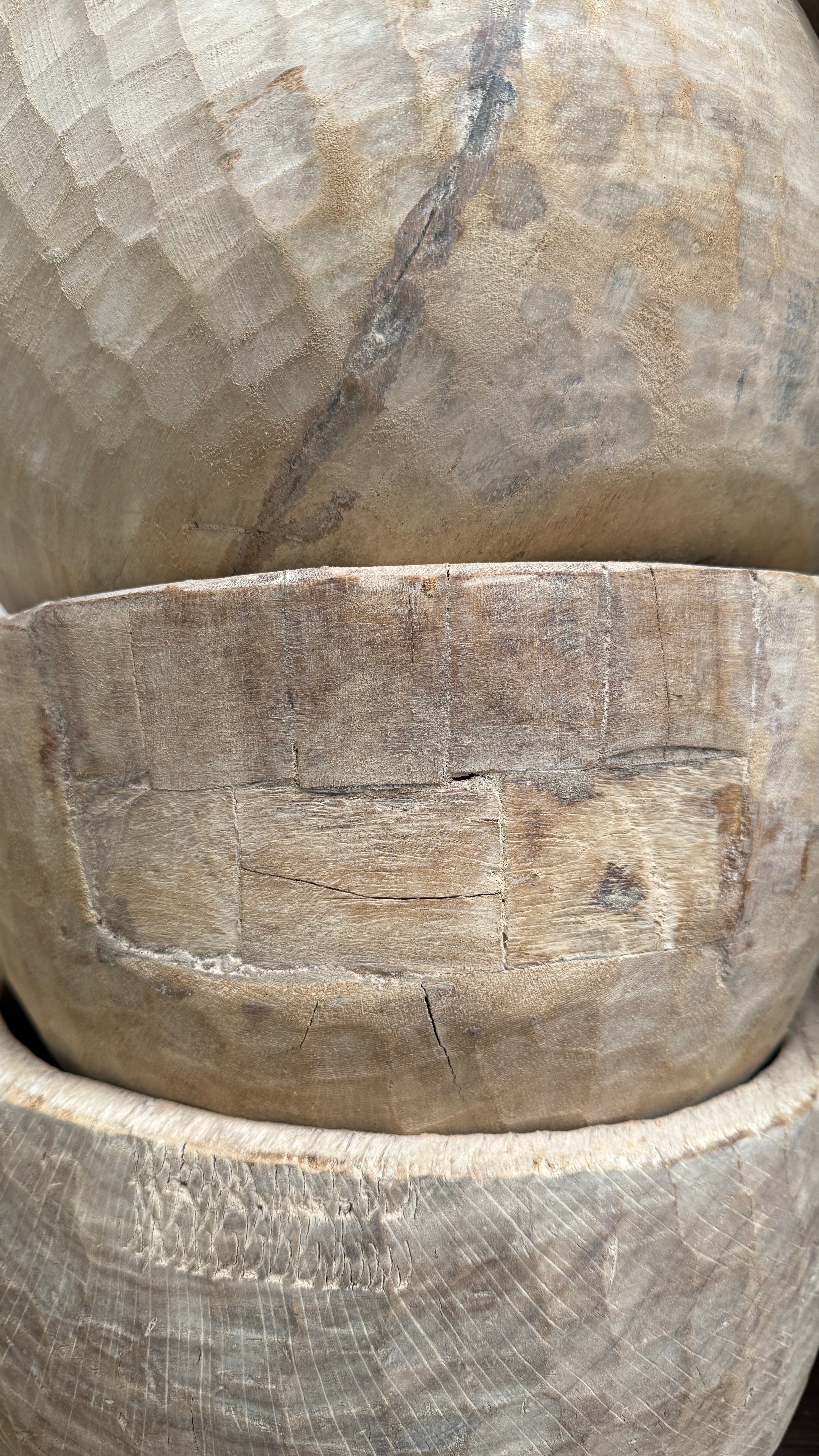 Vintage hand carved wooden dough bowl