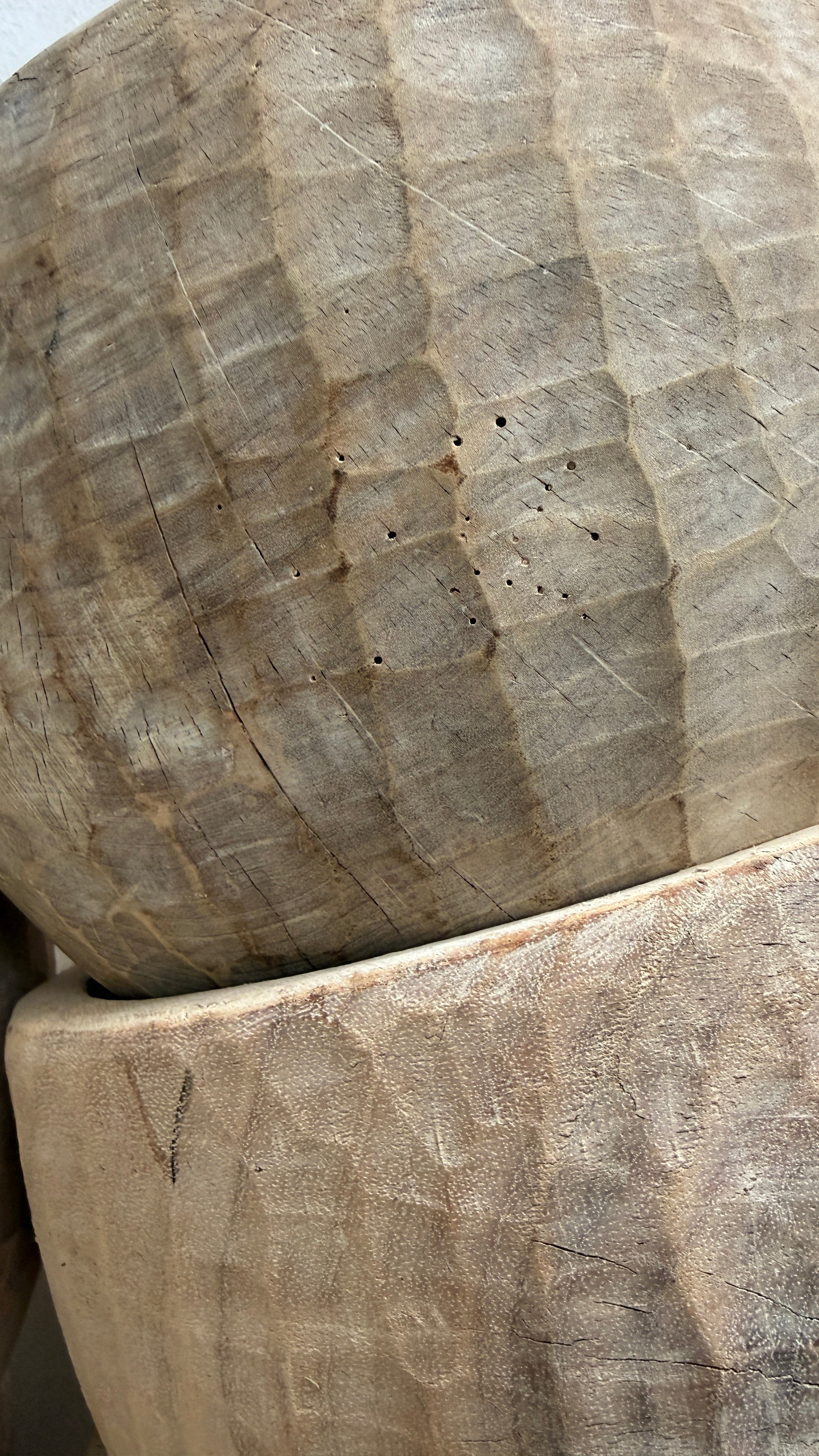 Vintage hand carved wooden dough bowl