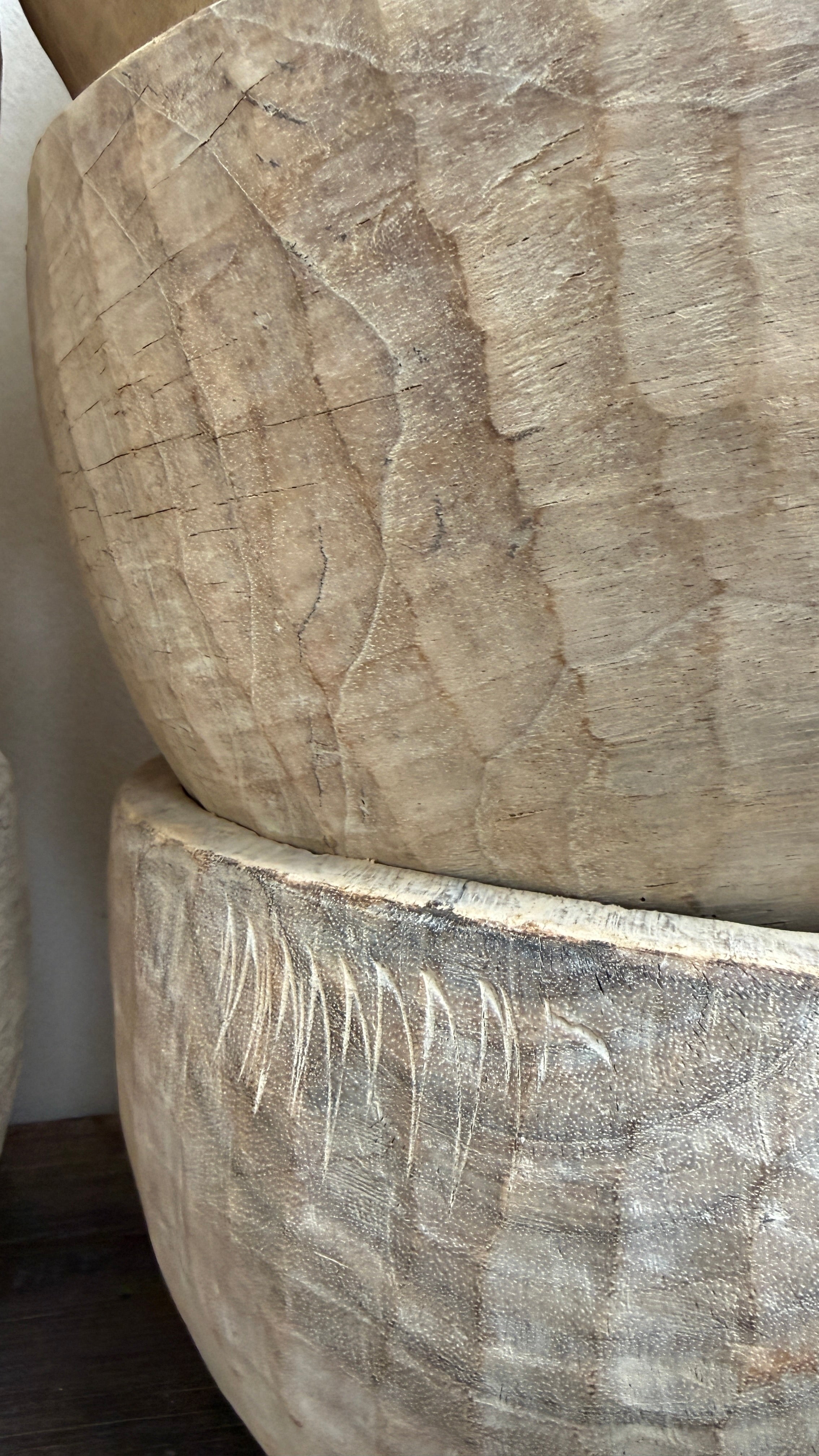 Vintage hand carved wooden dough bowl