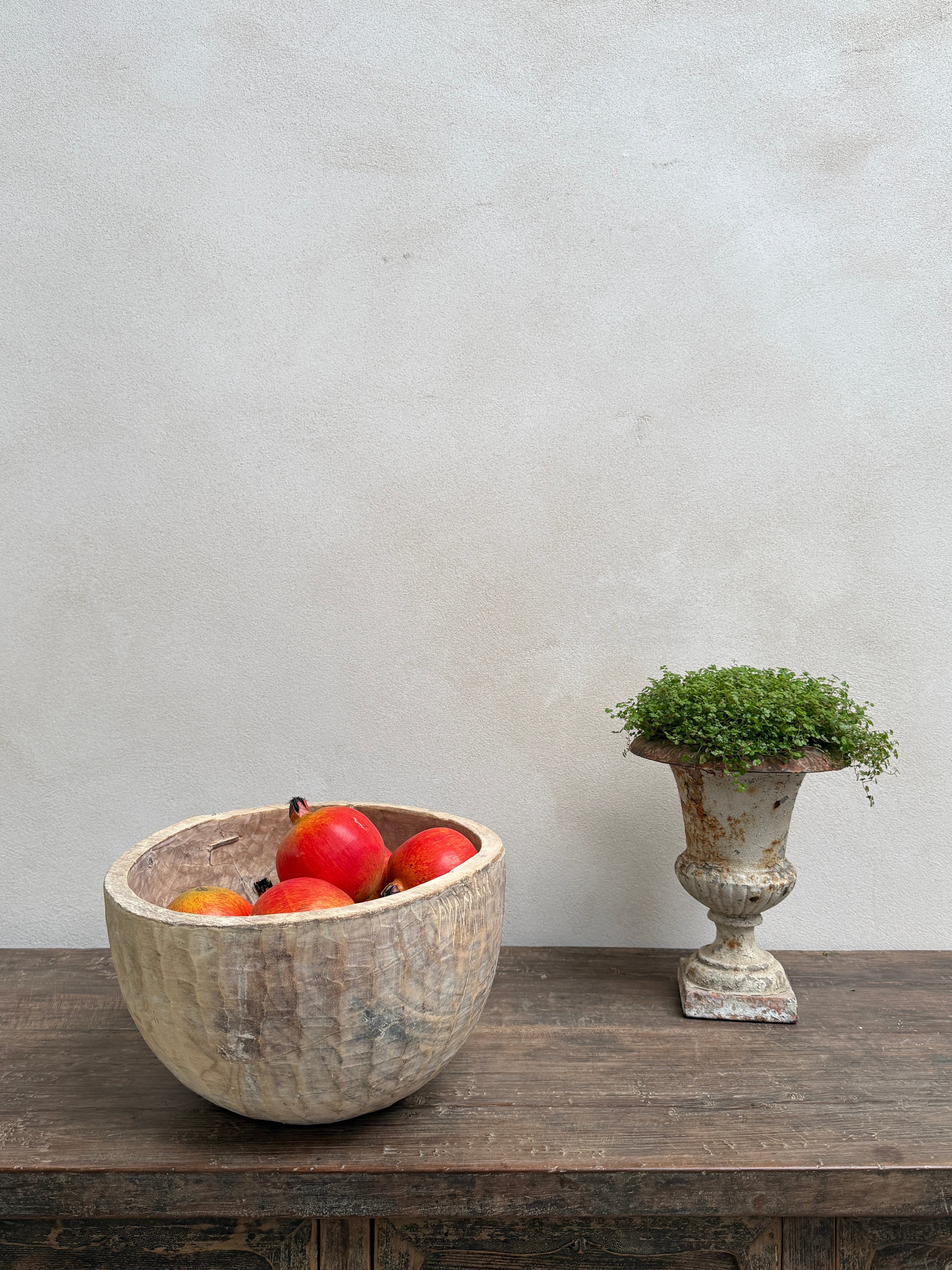 Vintage hand carved wooden dough bowl