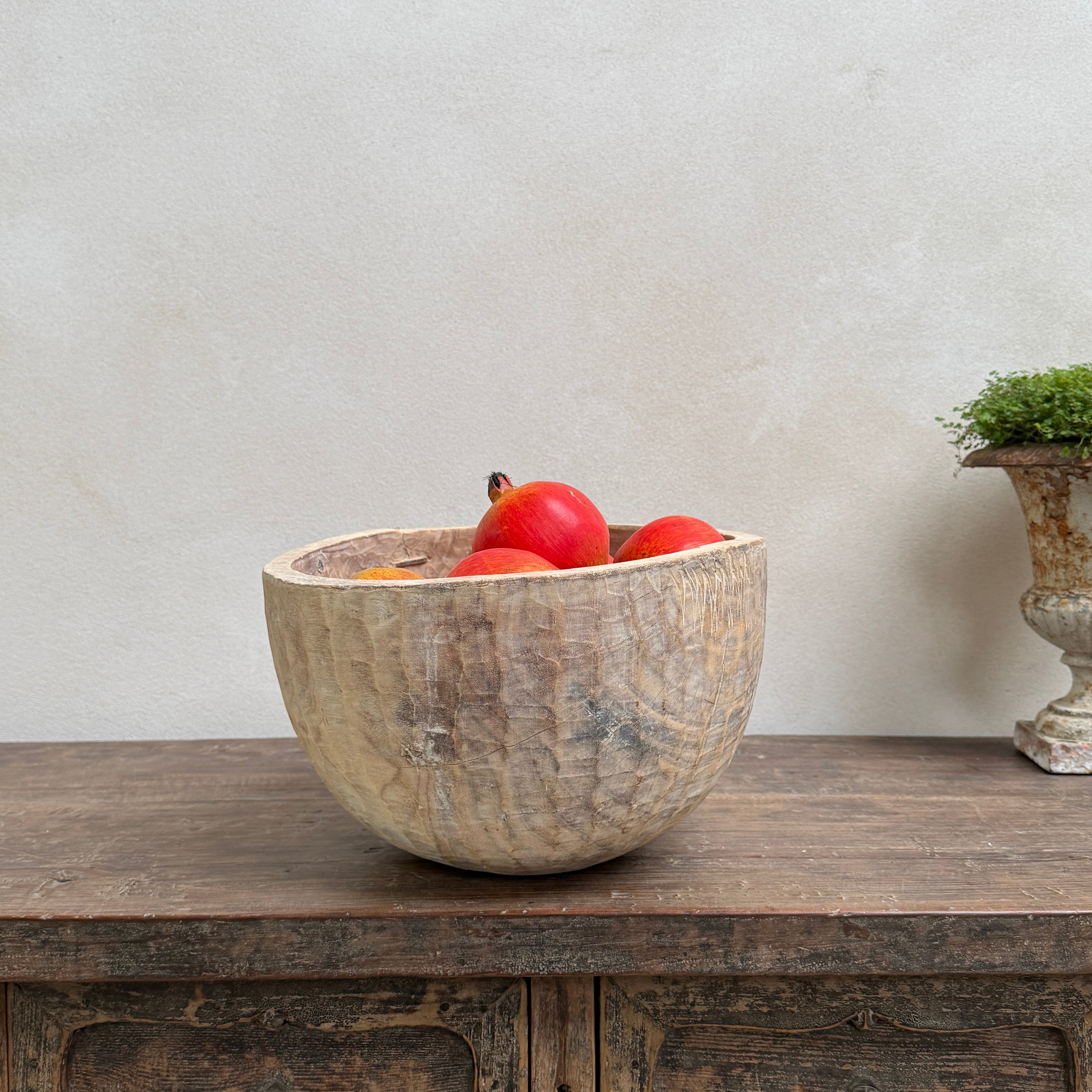 Vintage hand carved wooden dough bowl