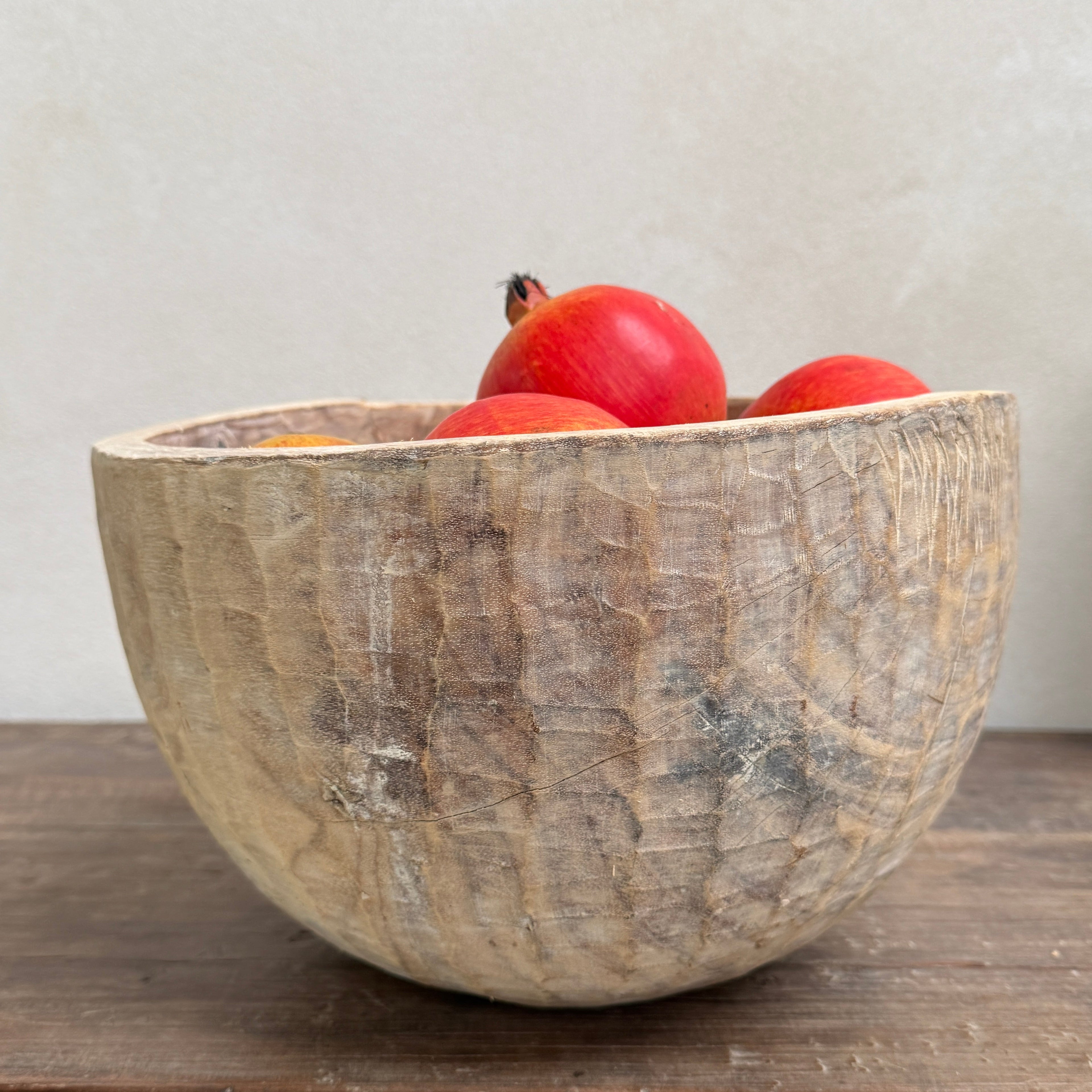 Vintage hand carved wooden dough bowl