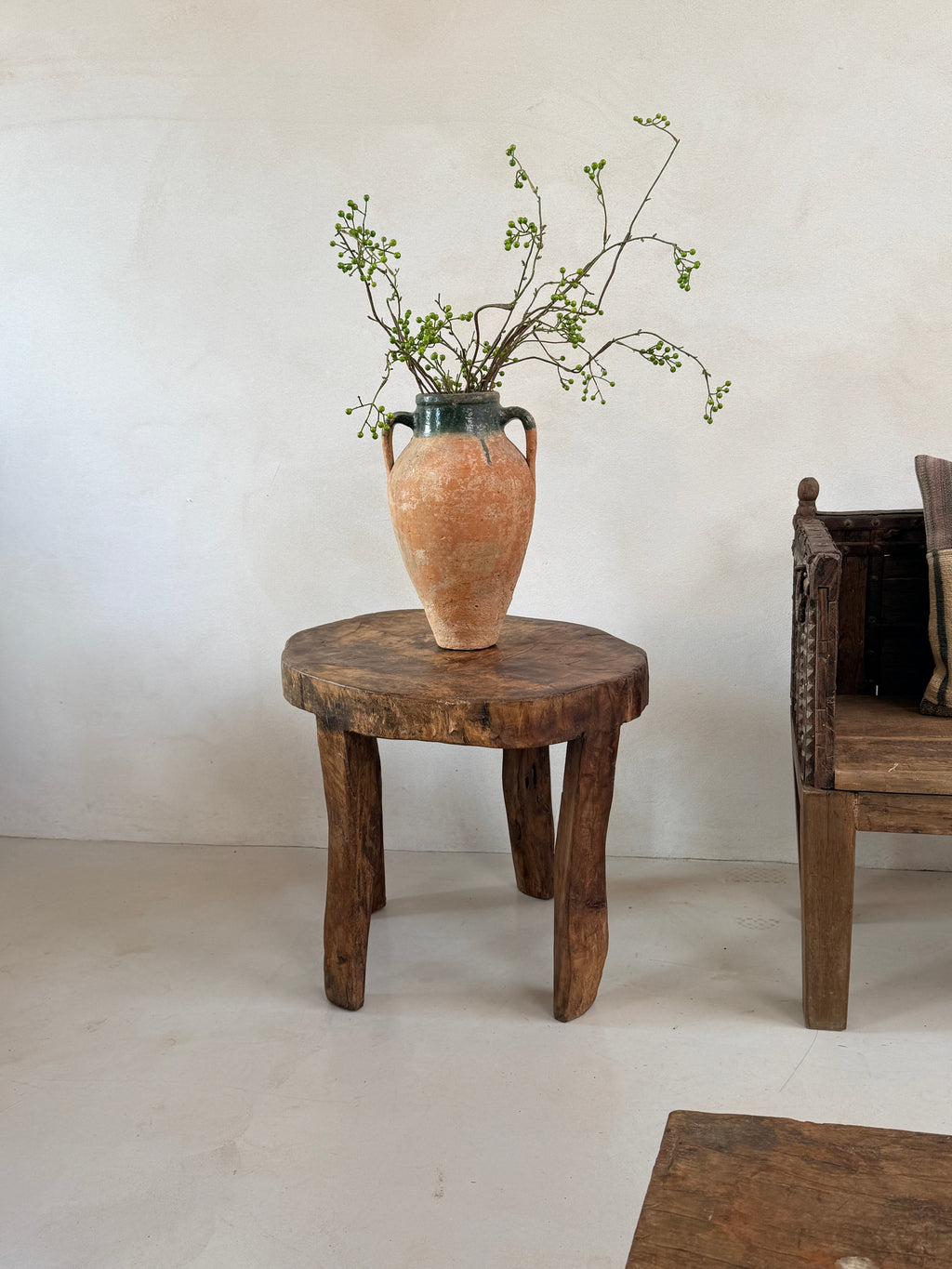 Large Antique Hand Carved Tree Stump Side Tables