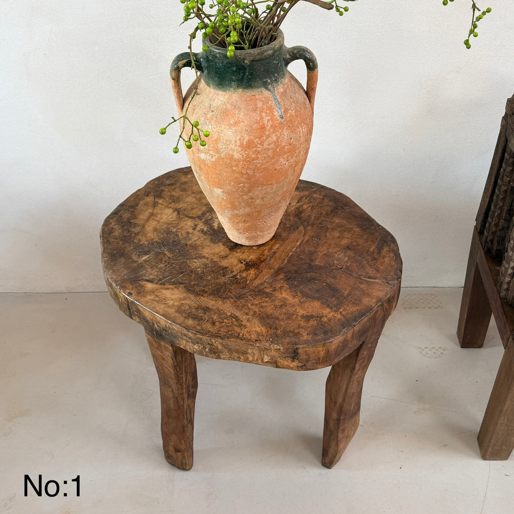 Large Antique Hand Carved Tree Stump Side Tables