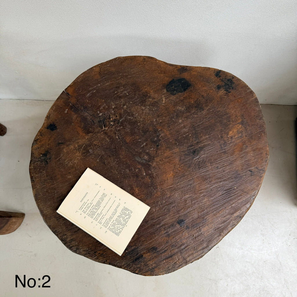 Large Antique Hand Carved Tree Stump Side Tables