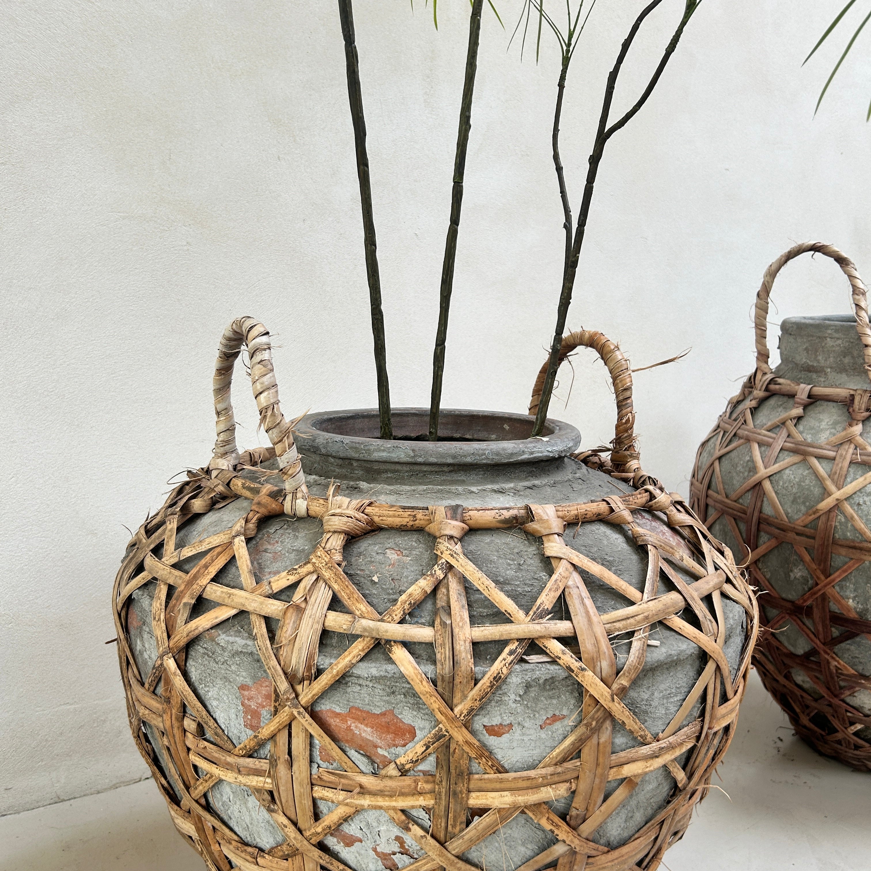 Large clay raffia antique Sabu Sumba water pots