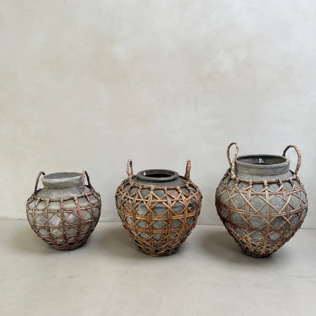 Large clay raffia antique Sabu Sumba water pots