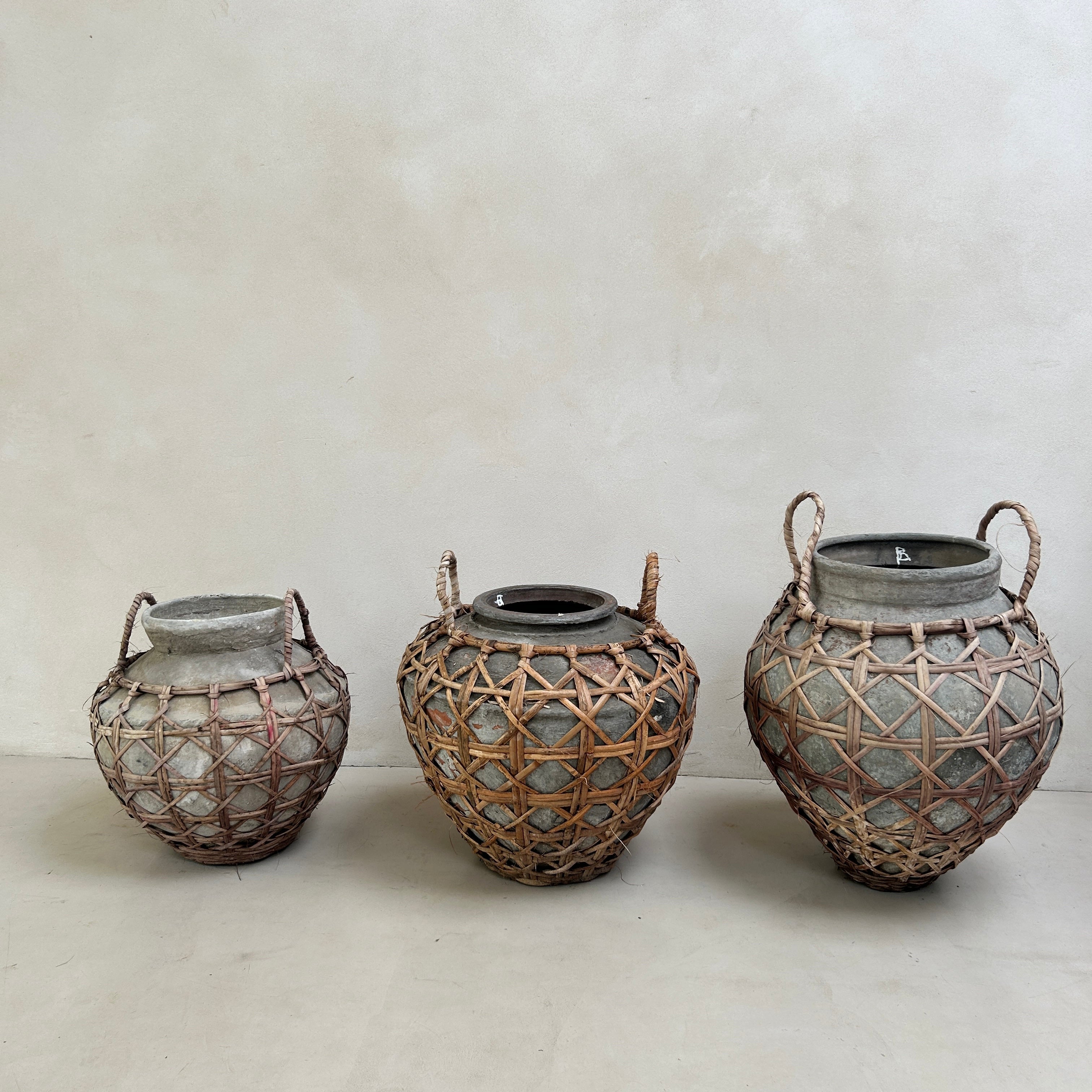 Large clay raffia antique Sabu Sumba water pots