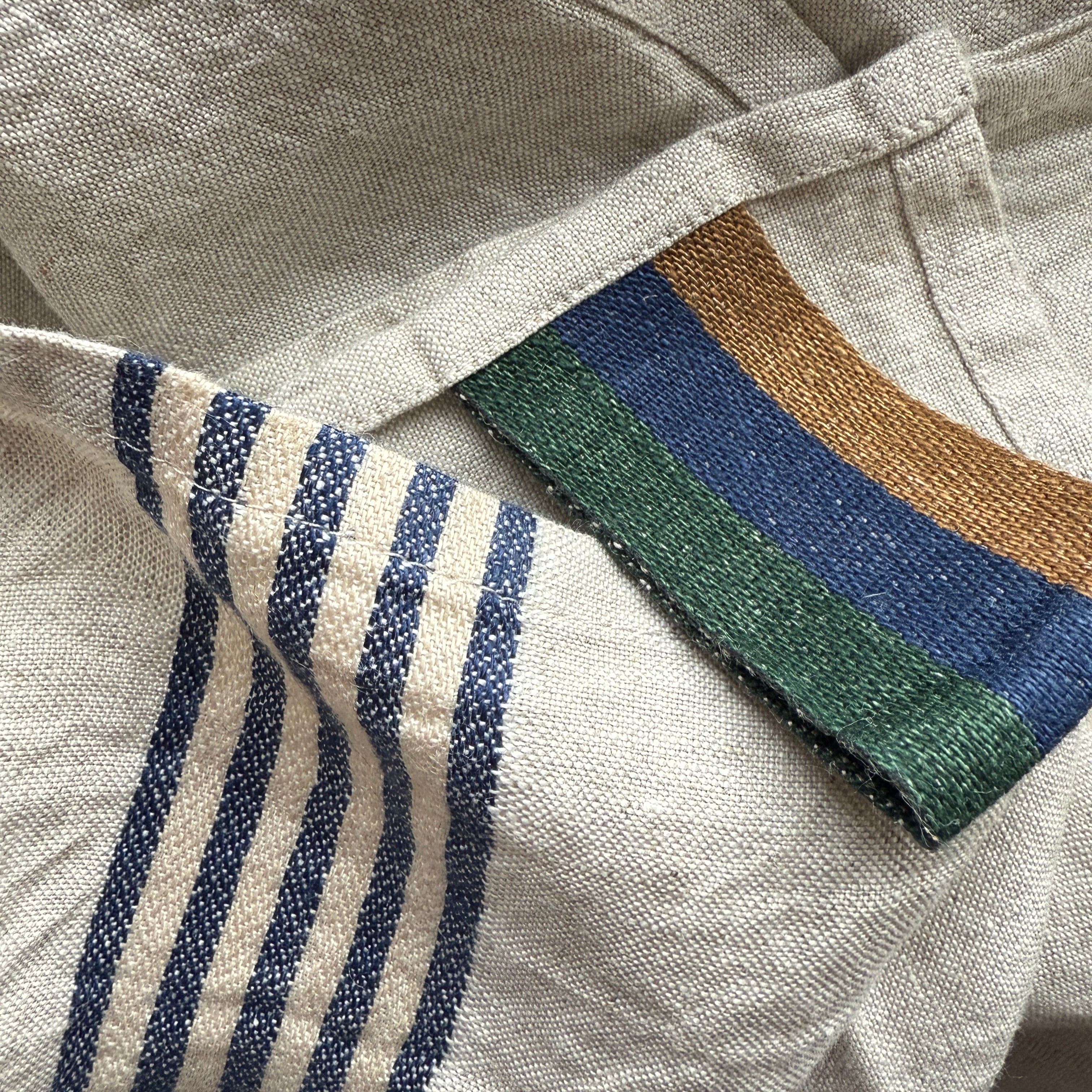 Linen Tea Towel Blue Stripe