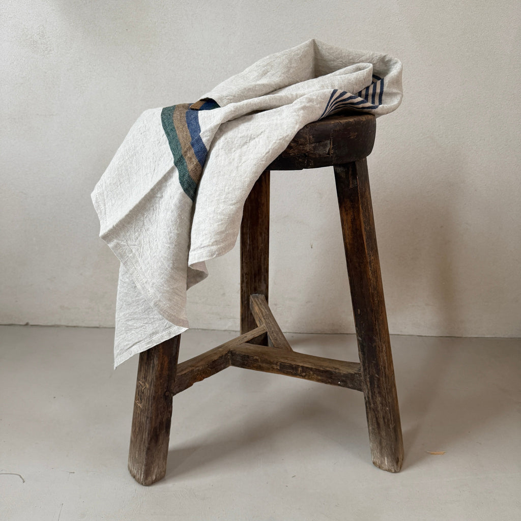 Linen Tea Towel Blue Stripe