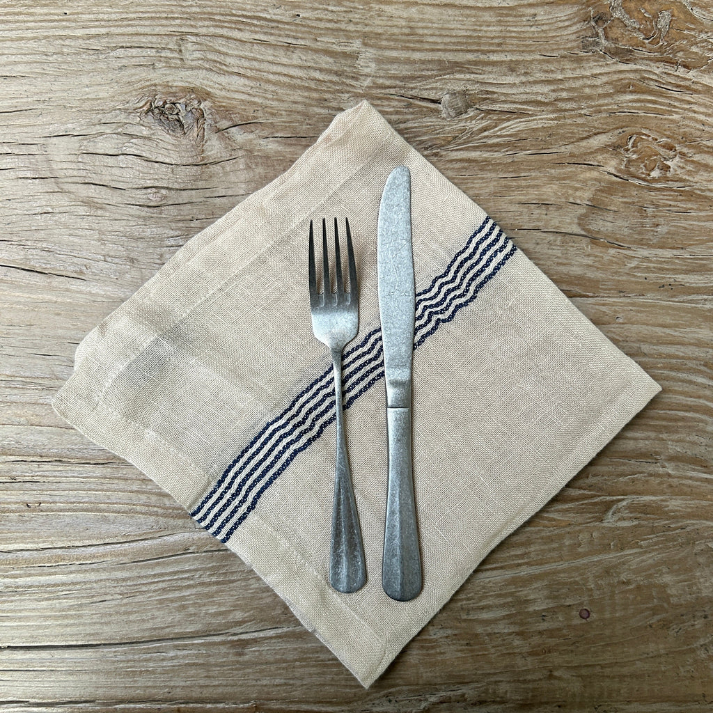 Natural linen stripe napkin