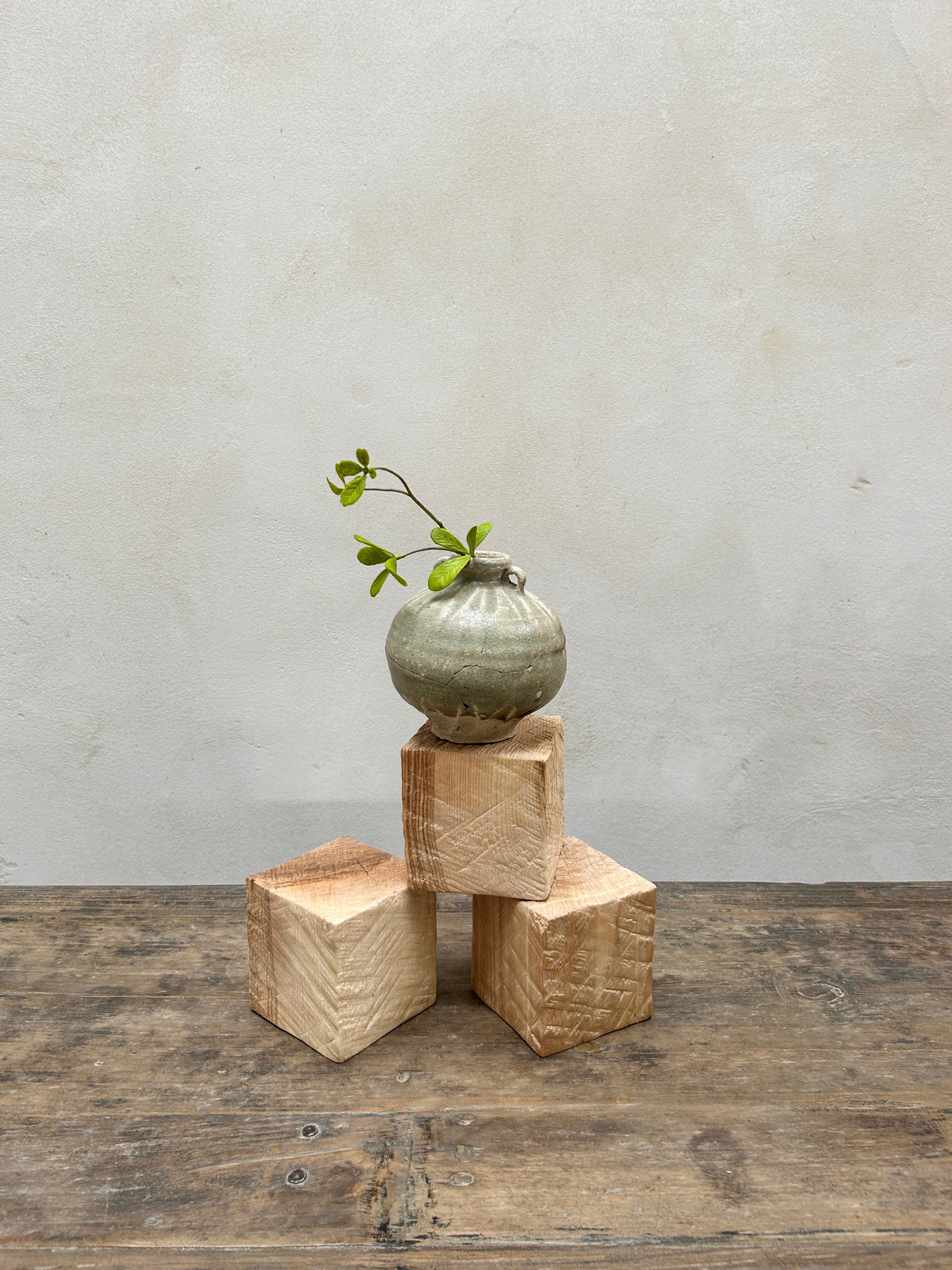 Oak cube display plinths