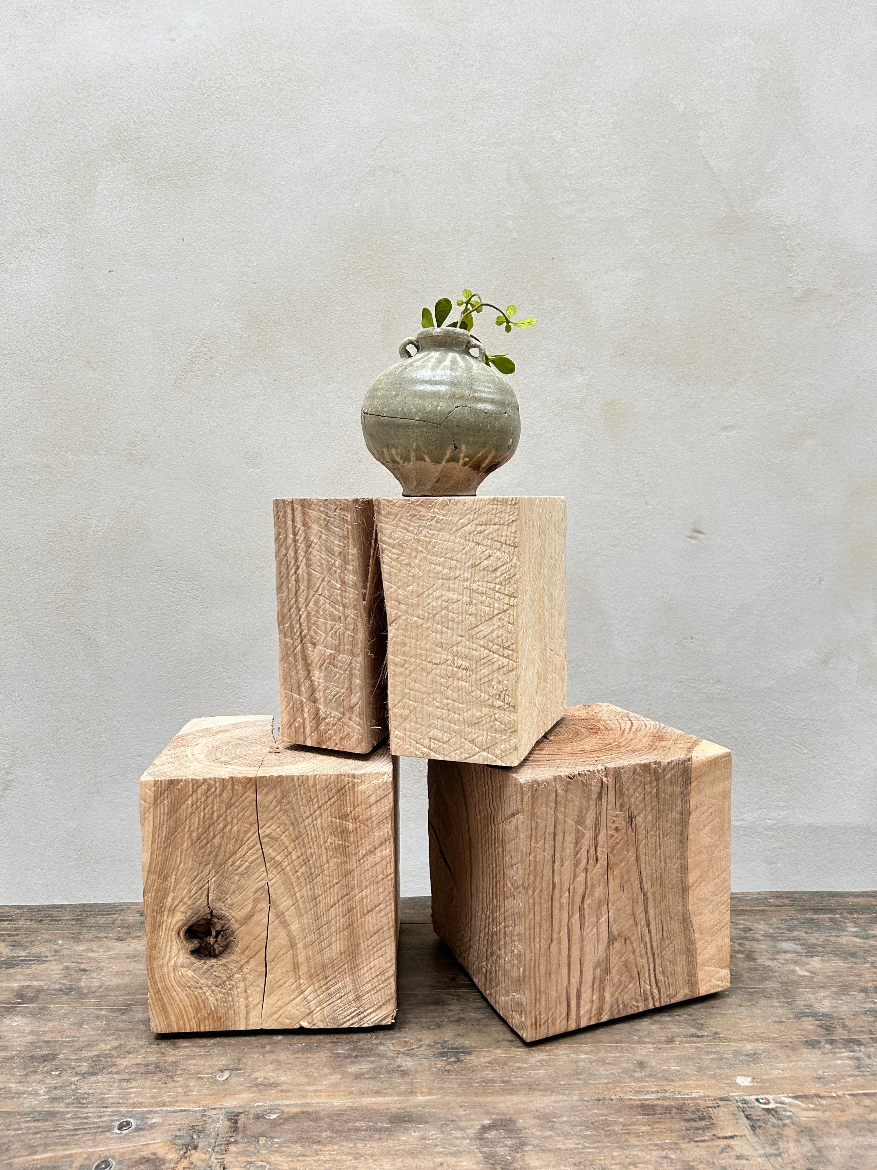 Oak cube display plinths