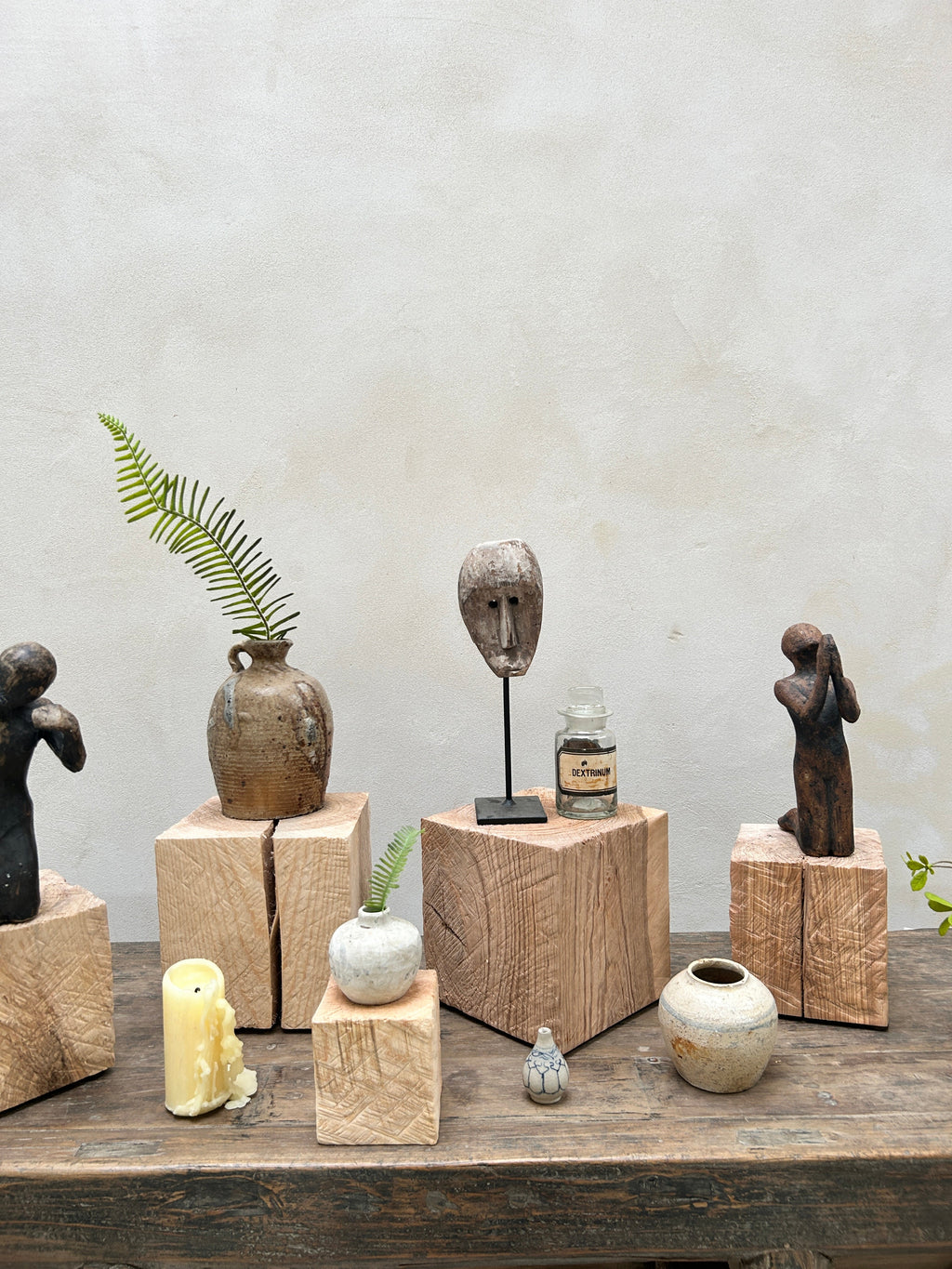 Oak cube display plinths