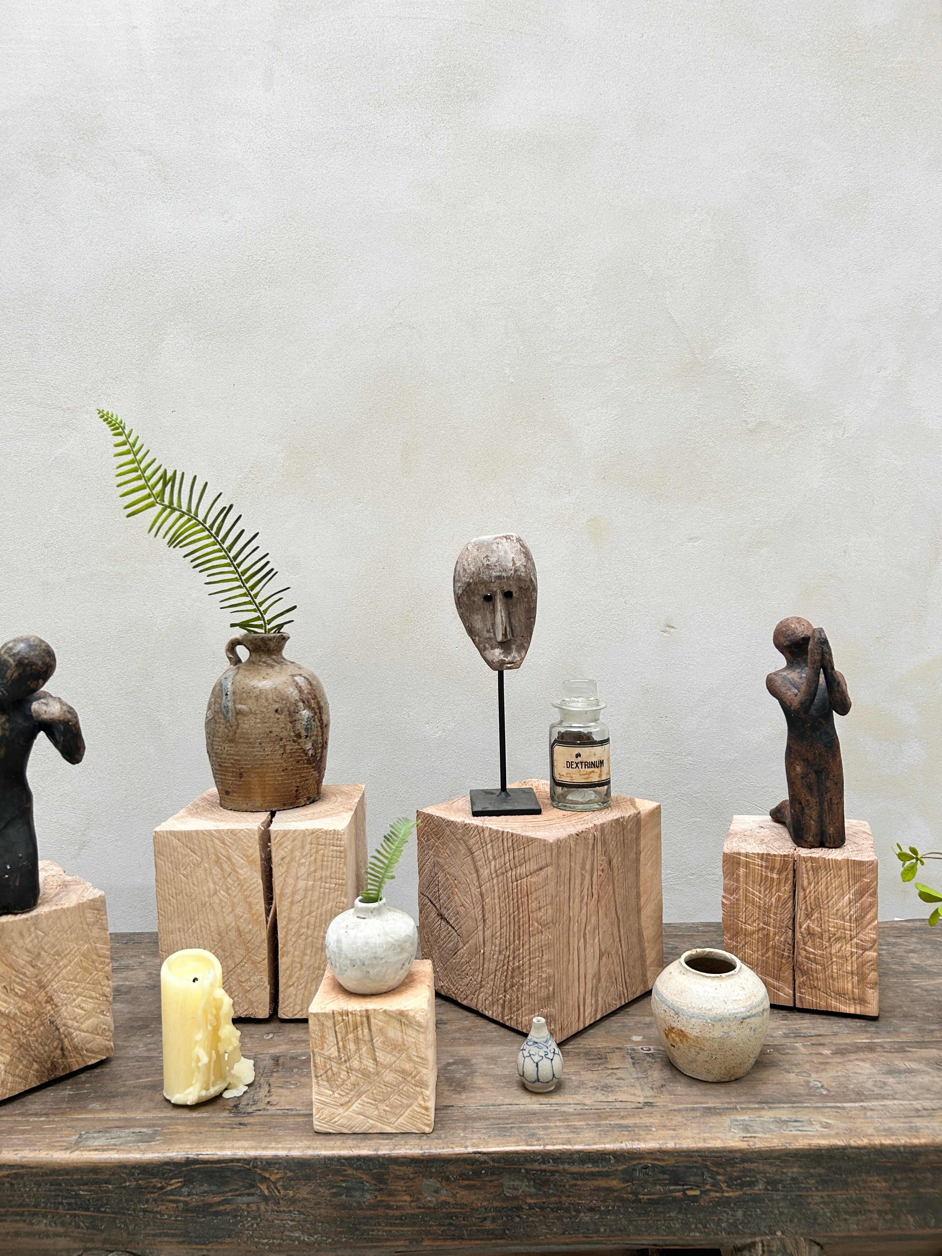 Oak cube display plinths