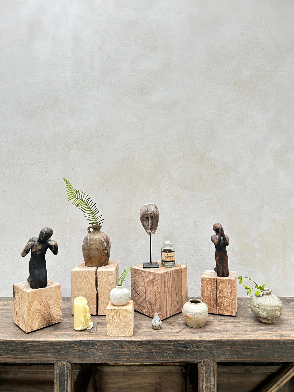 Oak cube display plinths