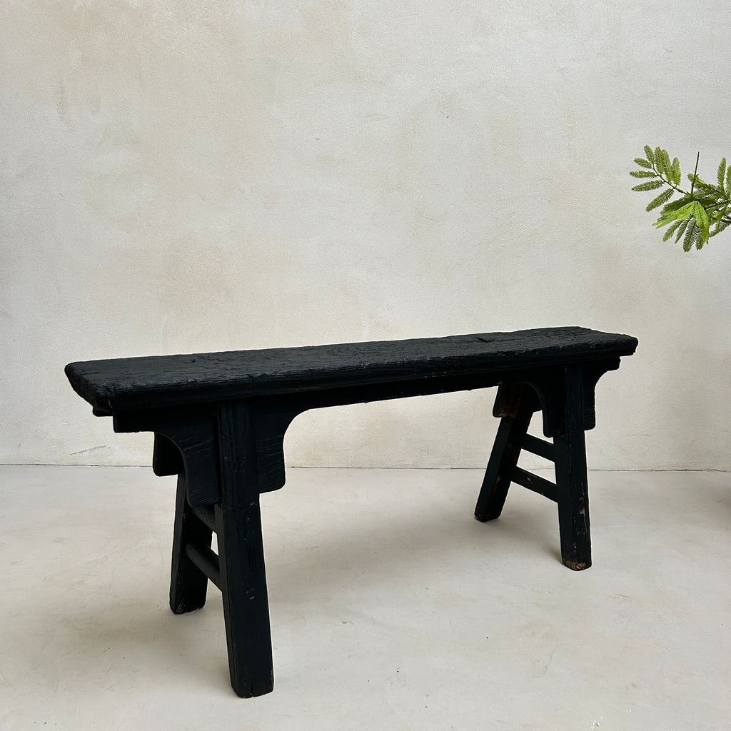 Oriental Antique Wooden Bench | Black