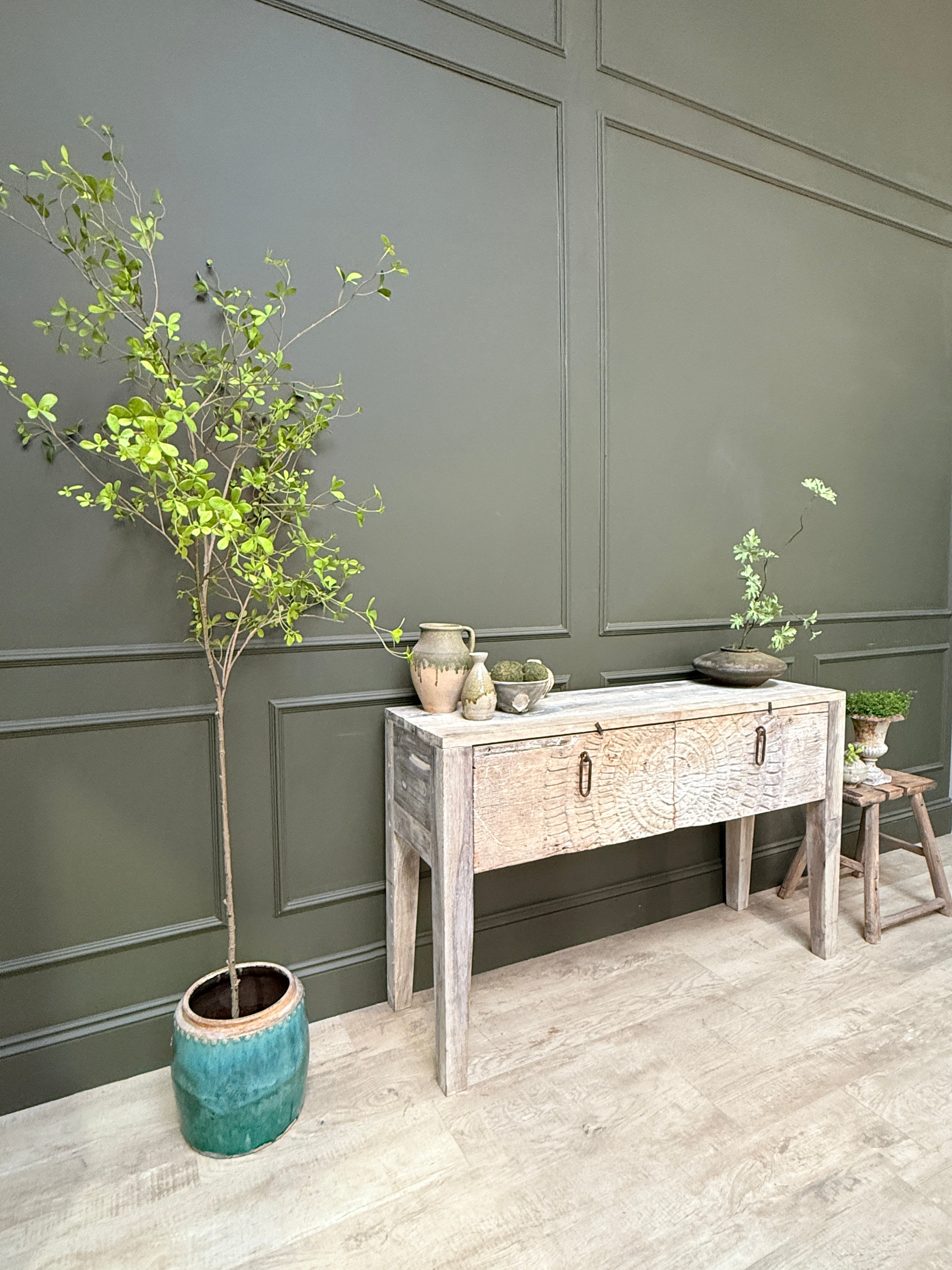 Reclaimed Wood Console Table with Decorative Doors | Angelica