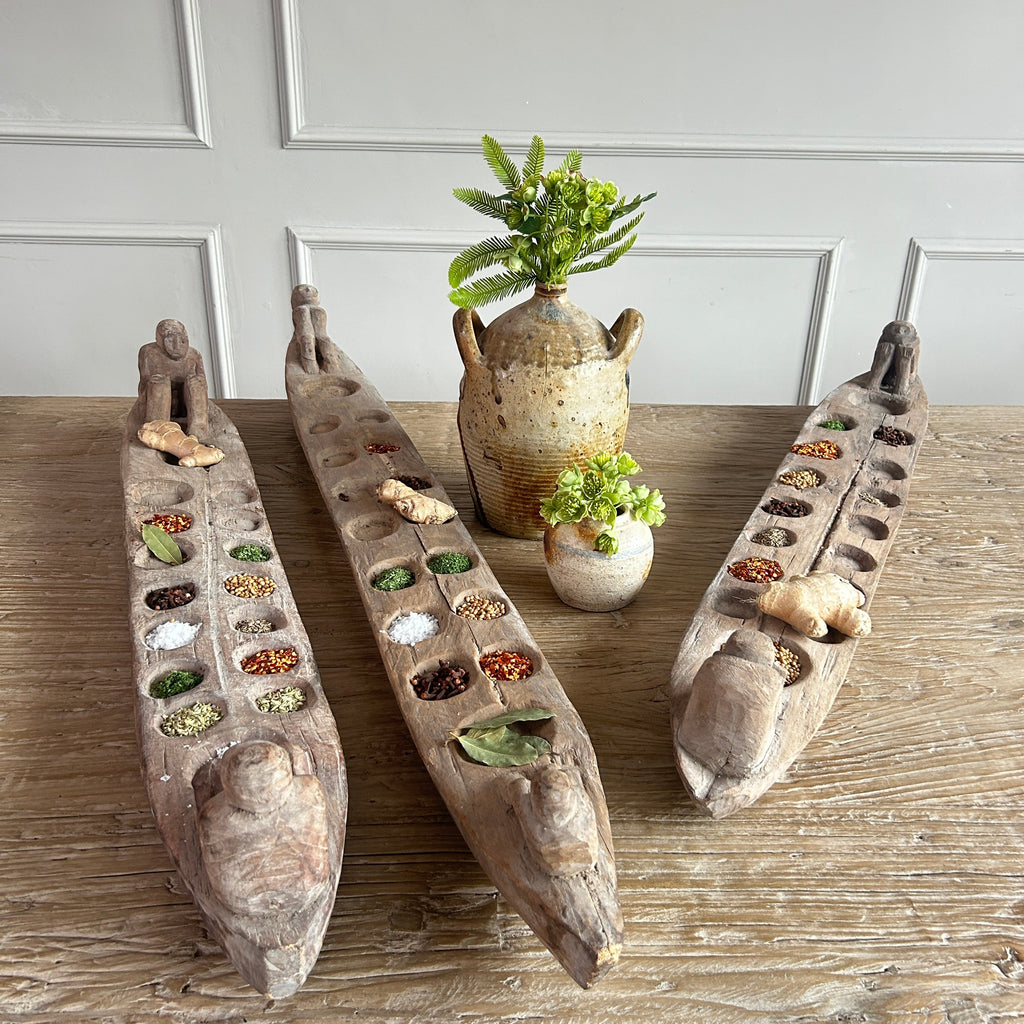 Rustic Antique Wooden Boat Spice Tray | Basuki