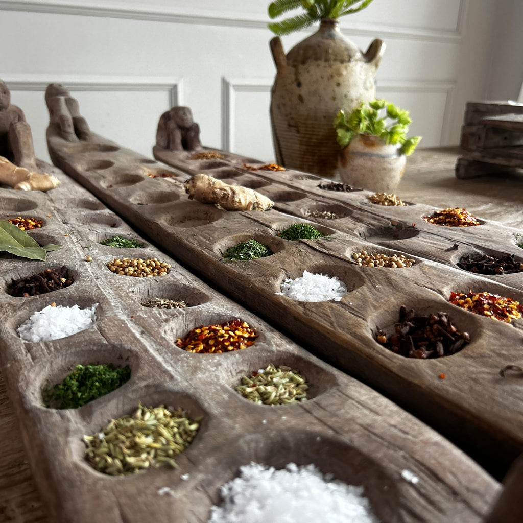 Rustic Antique Wooden Boat Spice Tray | Basuki
