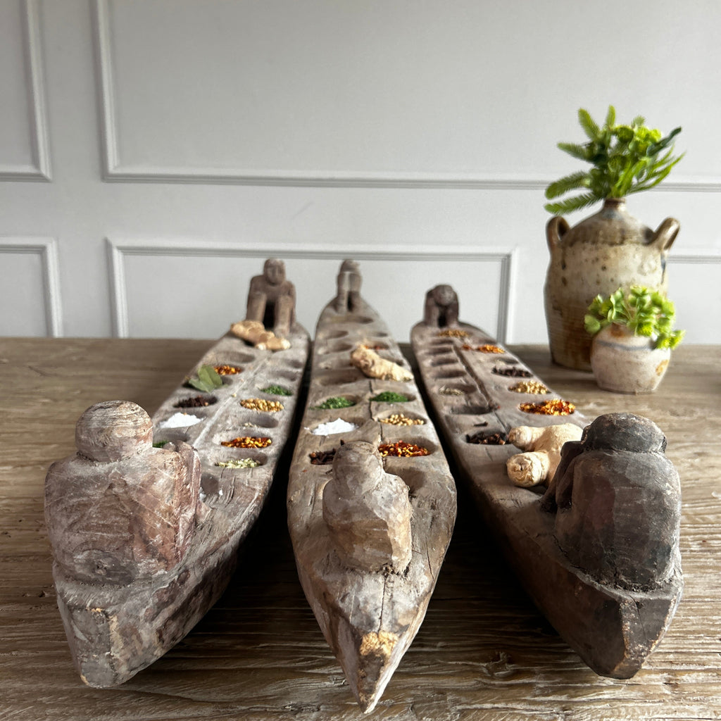 Rustic Antique Wooden Boat Spice Tray | Basuki