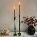 Rustic Green Iron Candlestick Holder
