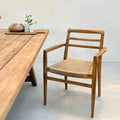 Rustic wood garden dining chair | with arms