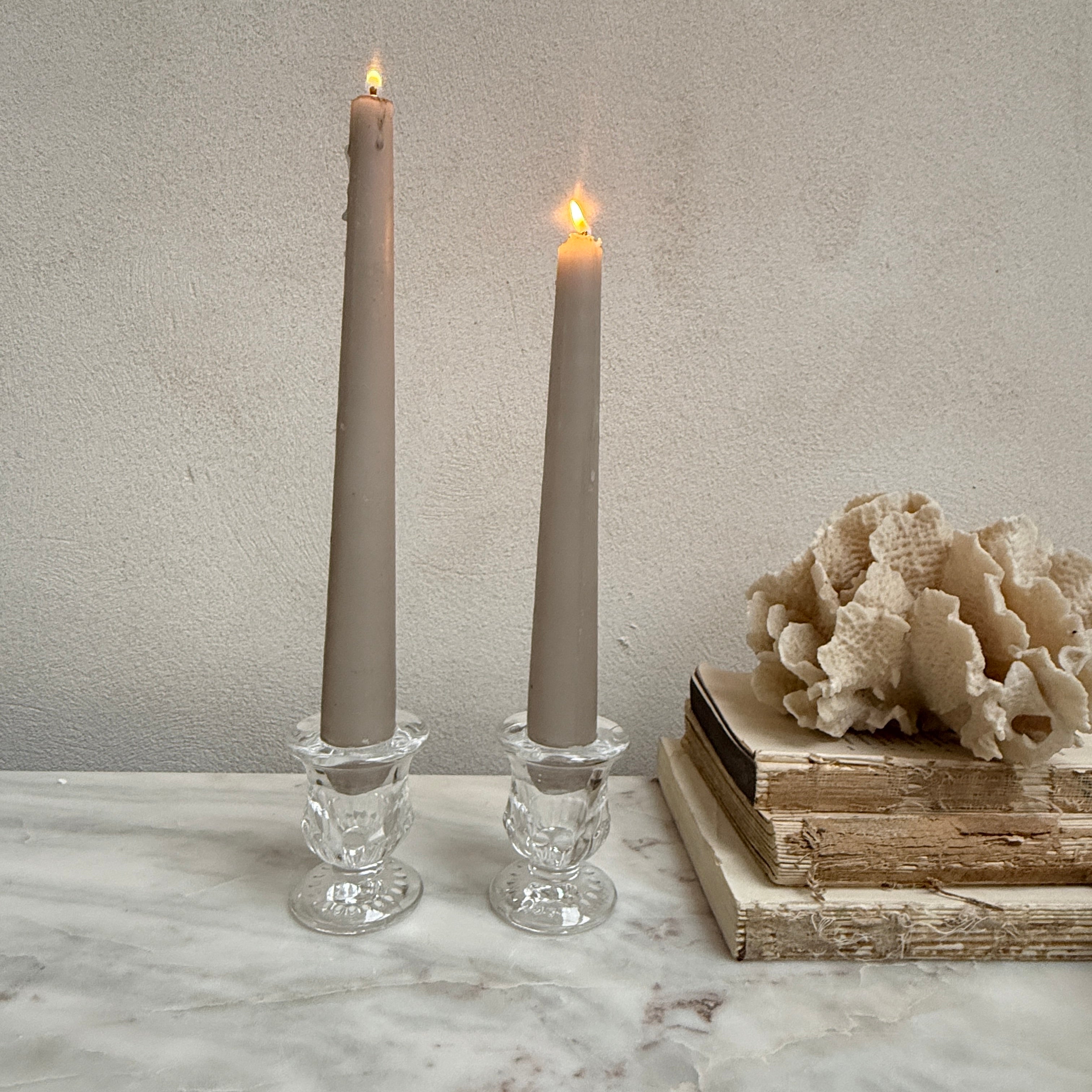 Small glass dinner candle holder