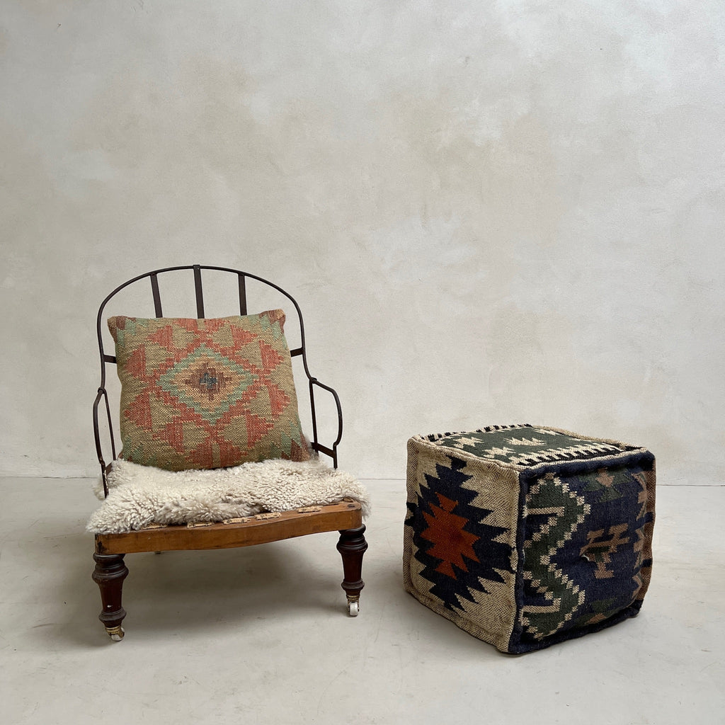 Square Jute Kilim Pouf
