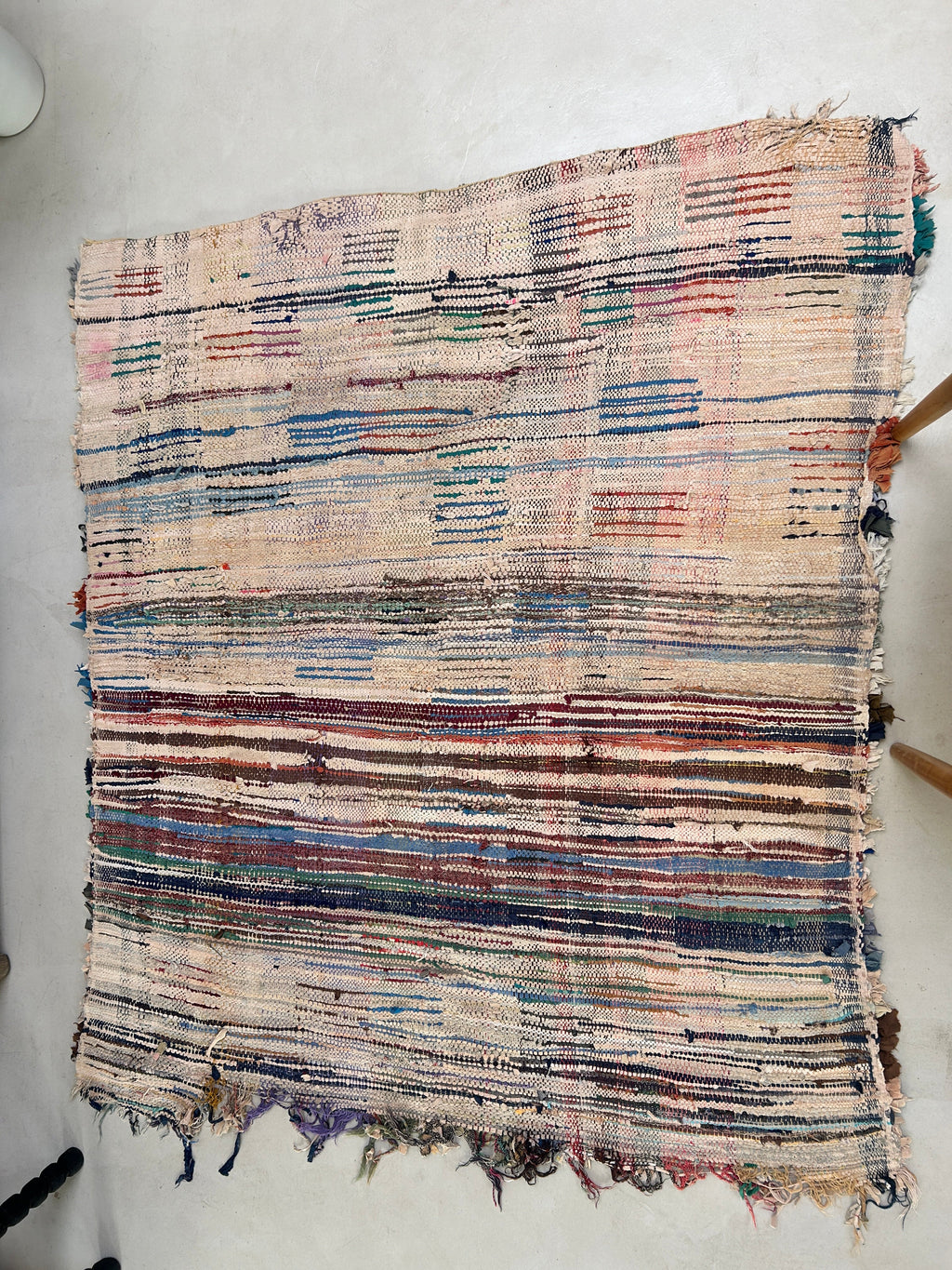 Vintage Moroccan Handmade Tuffed Rag Rug | 232 X 115