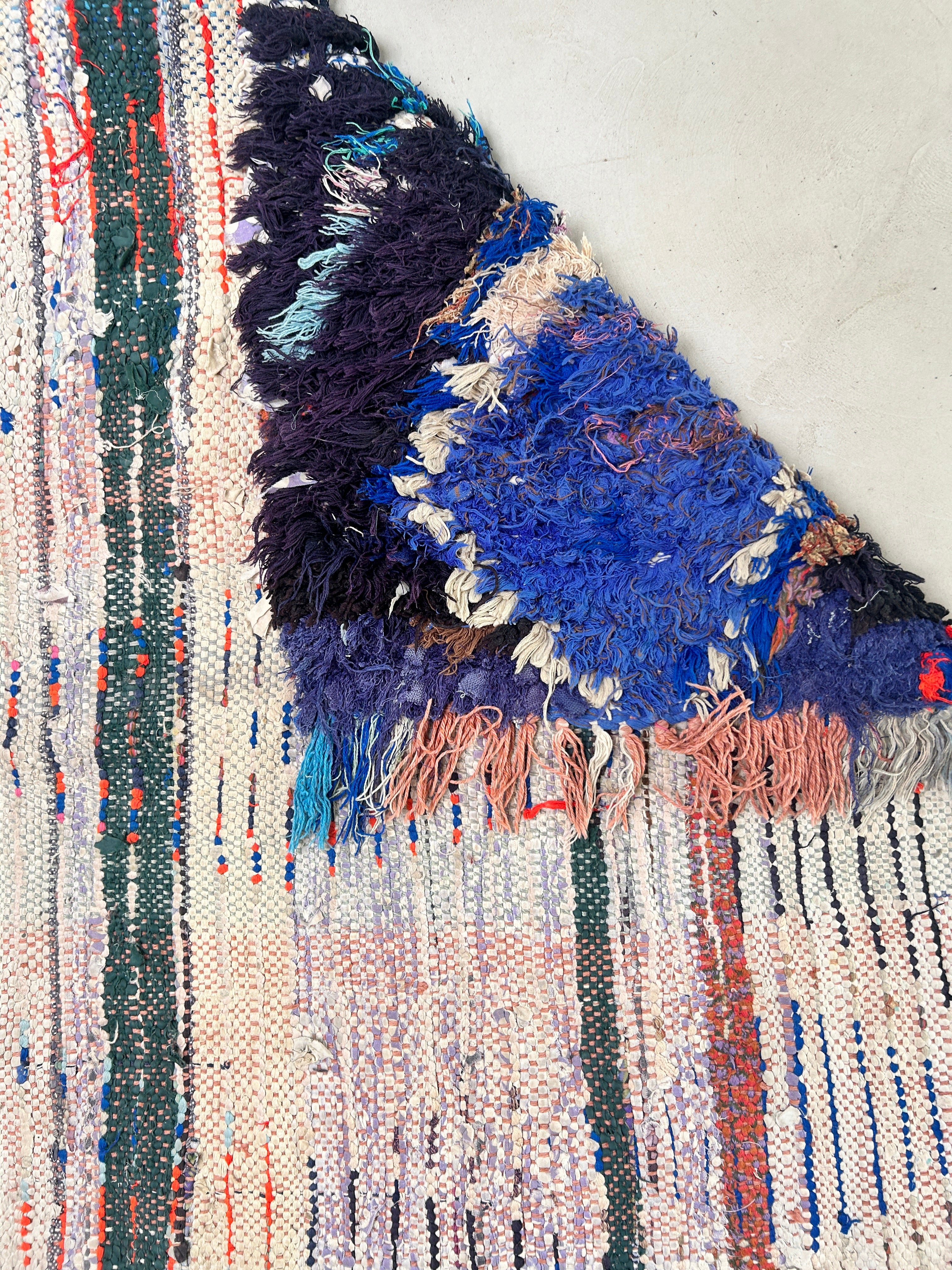 Vintage Moroccan Handmade Tuffed Rag Rug | 232 X 115