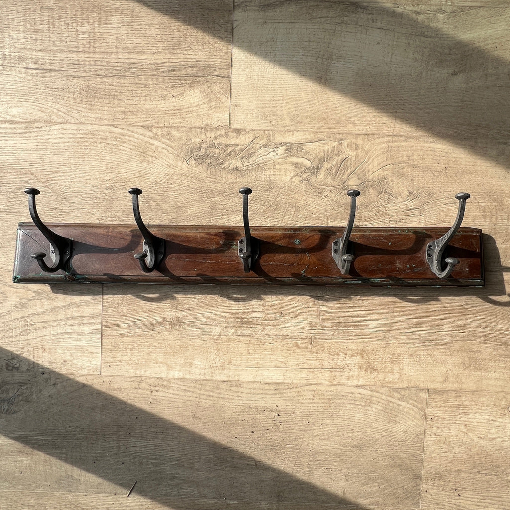 Vintage Wooden Coat Rack | 5 Hooks