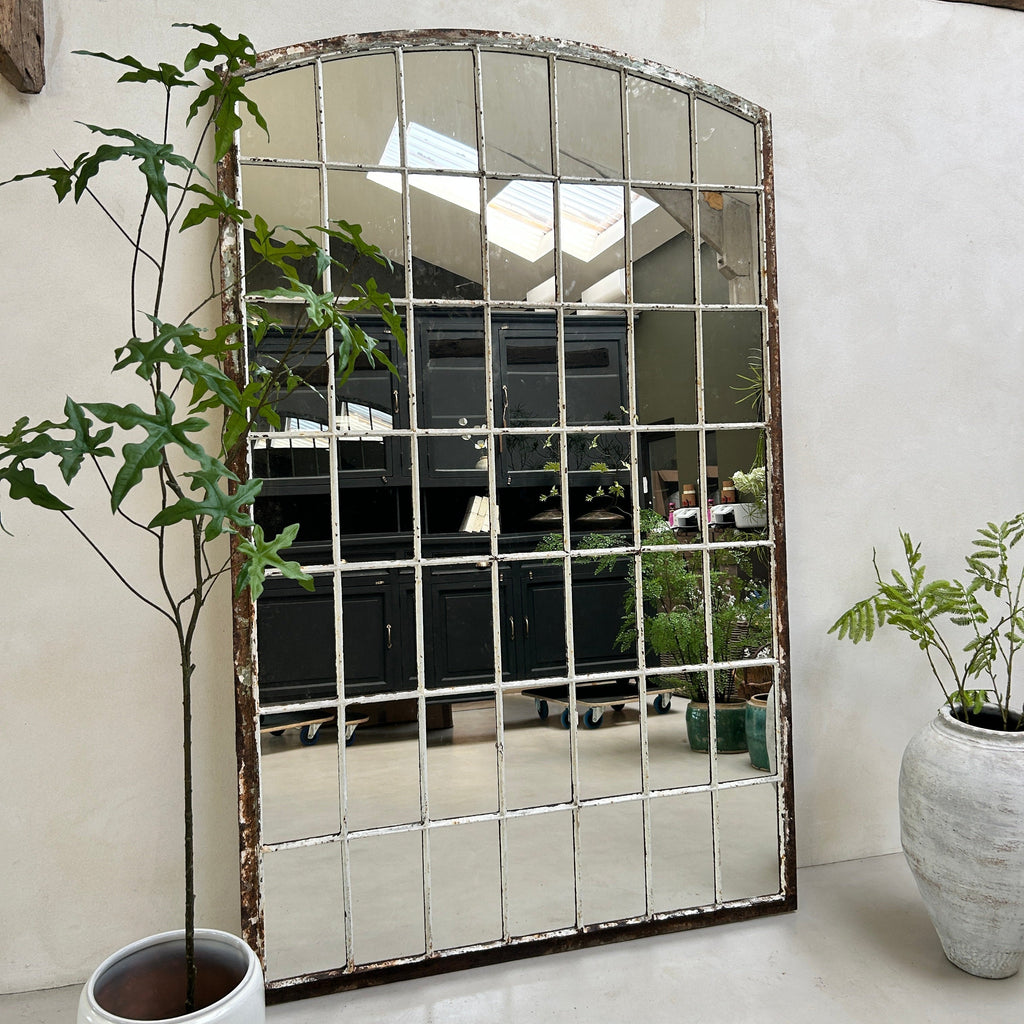 Vintage arched Factory window mirror Boaz
