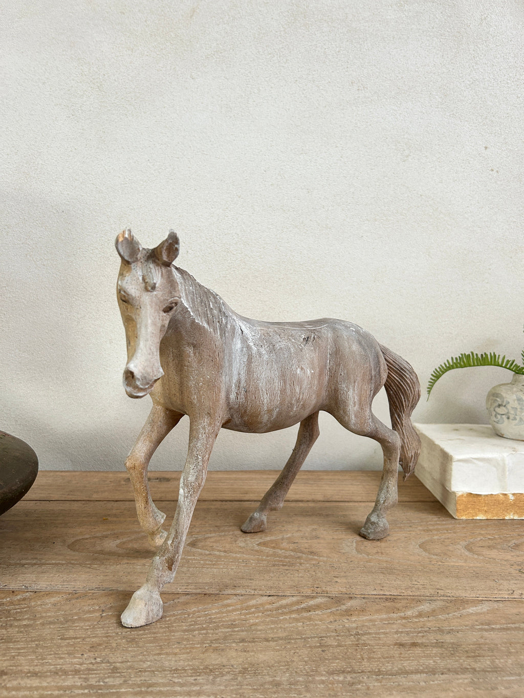 Vintage hand-carved wooden horse